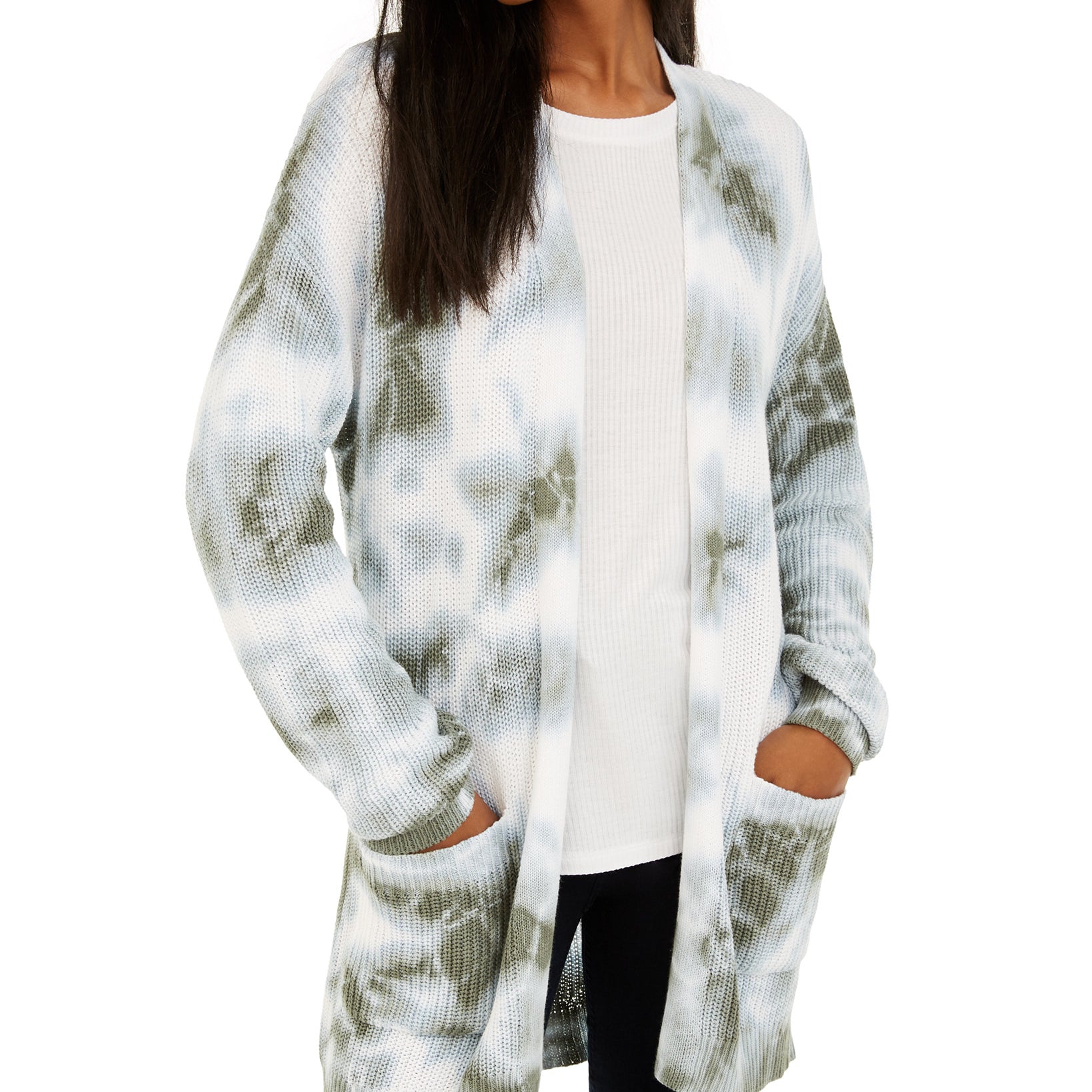 Hooked Up by IOT Women Tie Dyed Cardigan Green Tie Dye