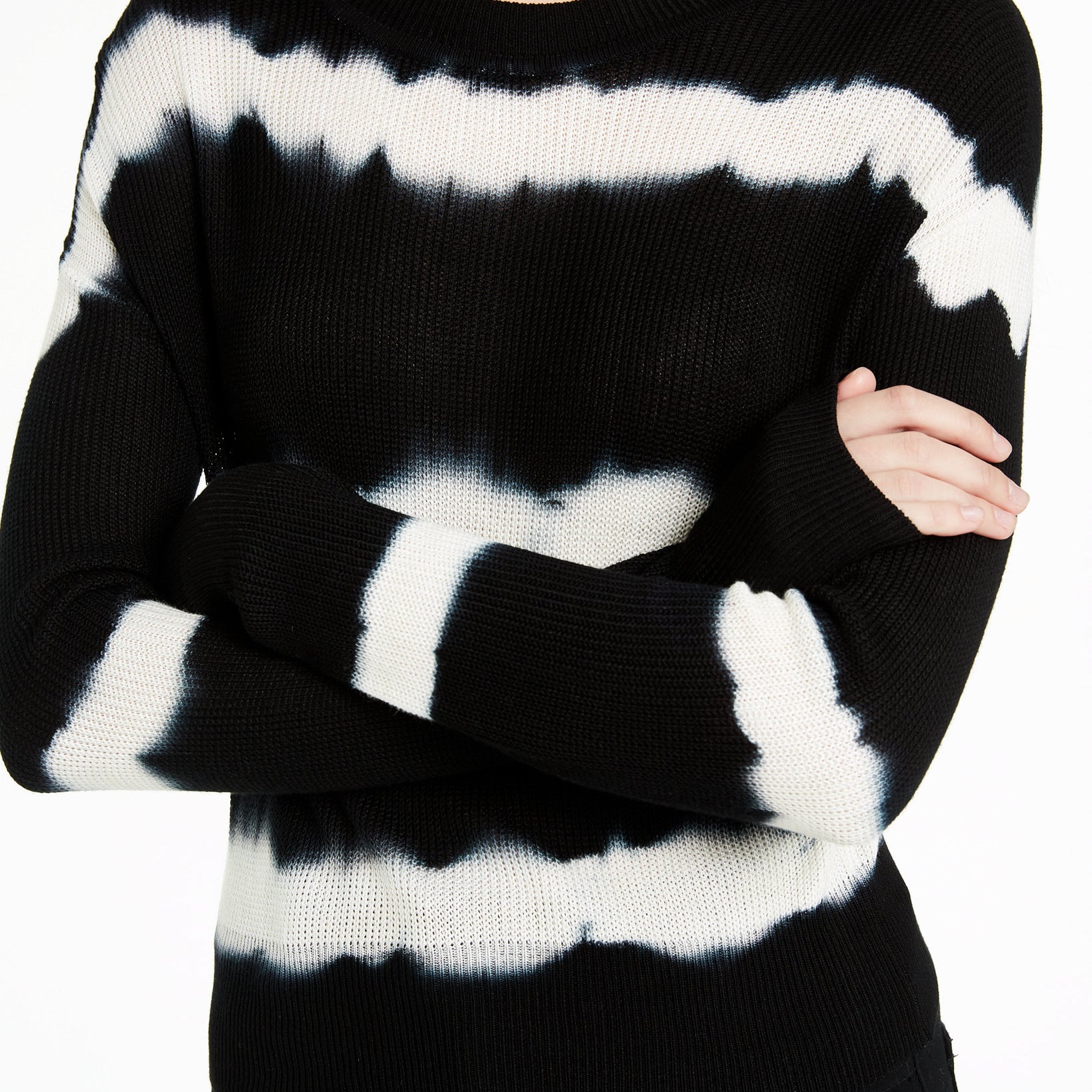 Crave Fame Women Tie Dyed Crew Neck Sweater