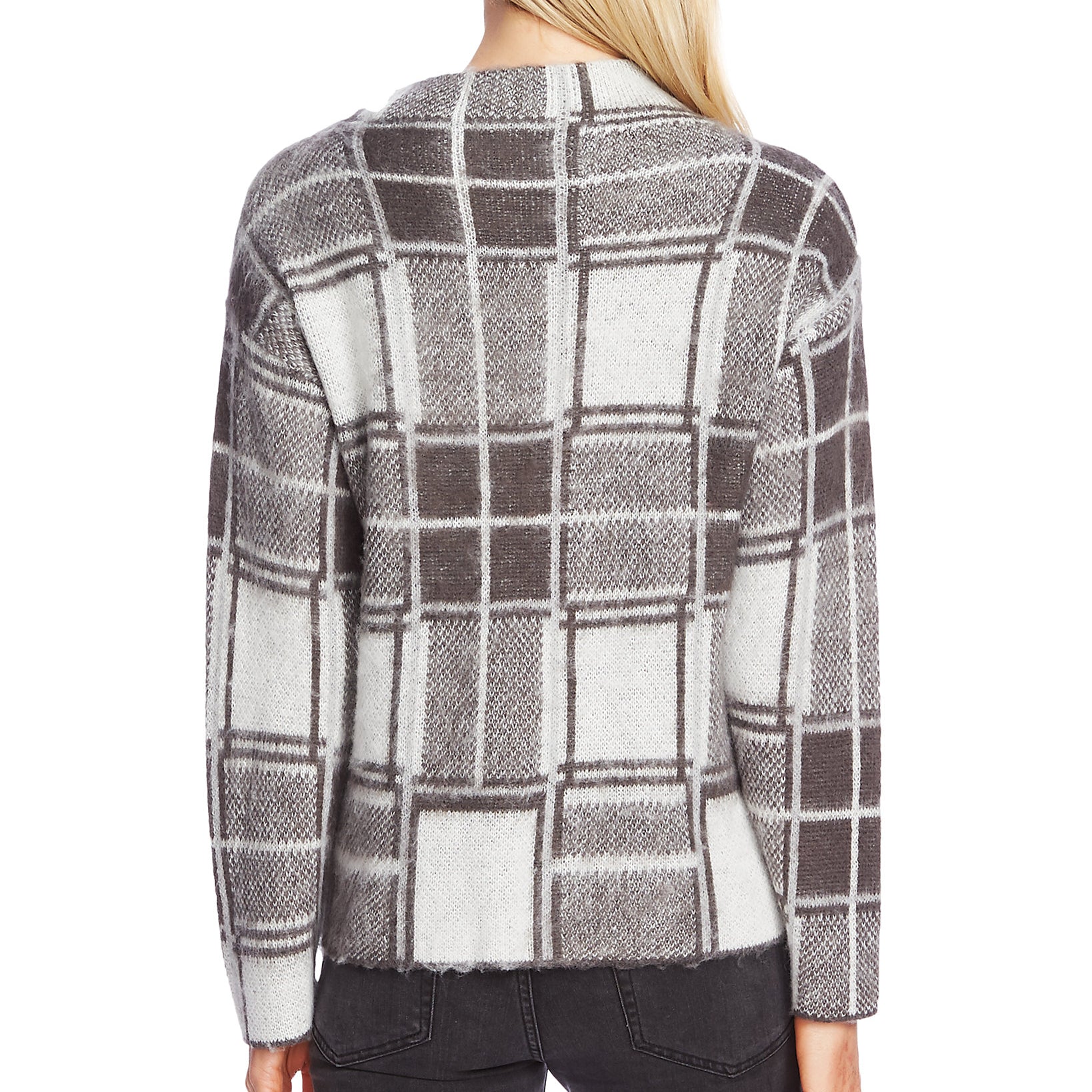 Vince Camuto Women Plaid Mock Neck Sweater