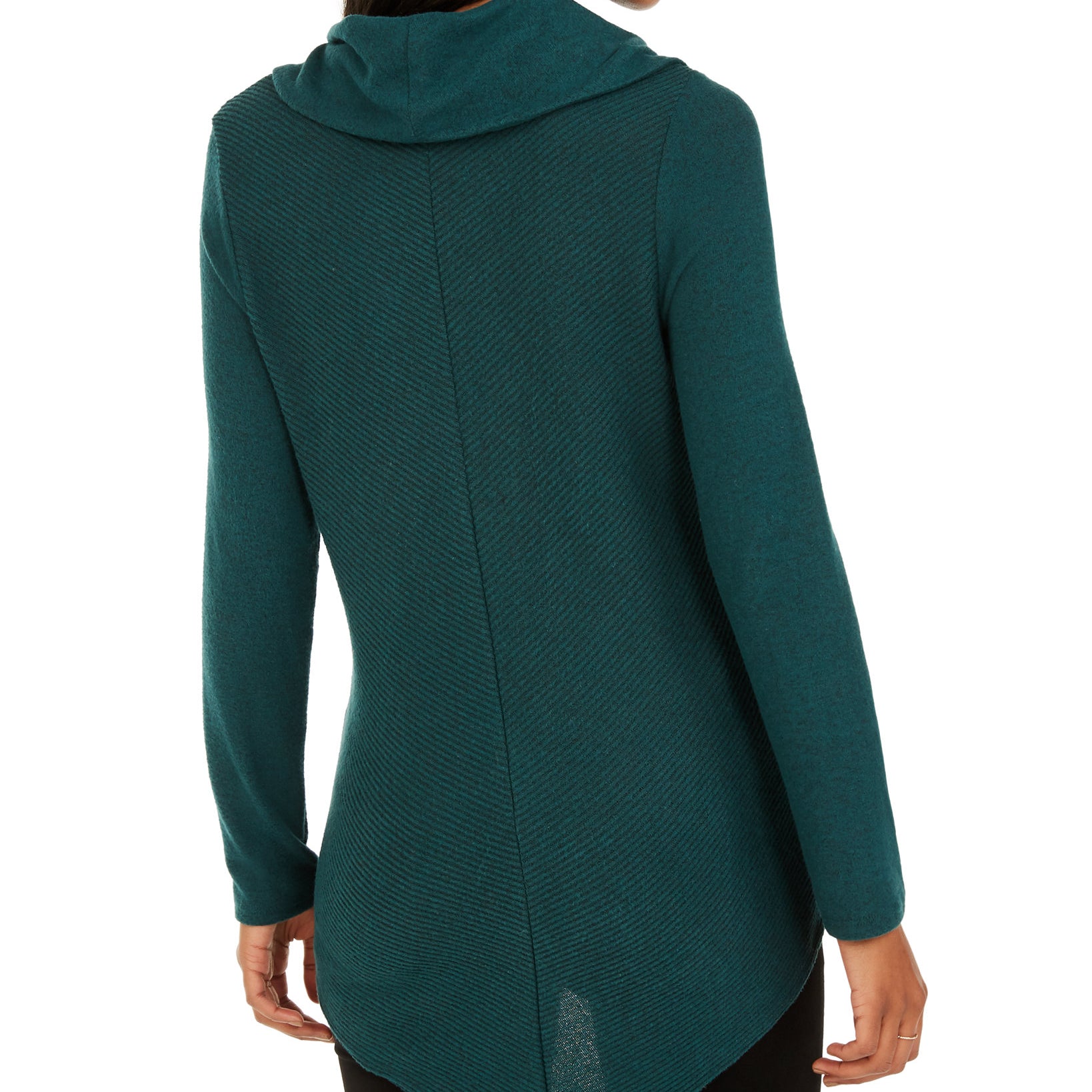 BCX Women Textured Cowlneck V Hem Sweater