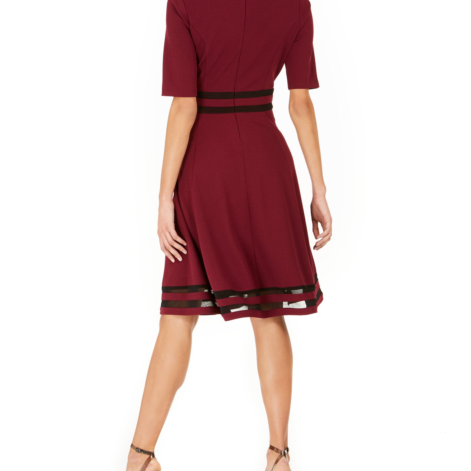 NY Collection Women Petite Mesh Stripe Dress