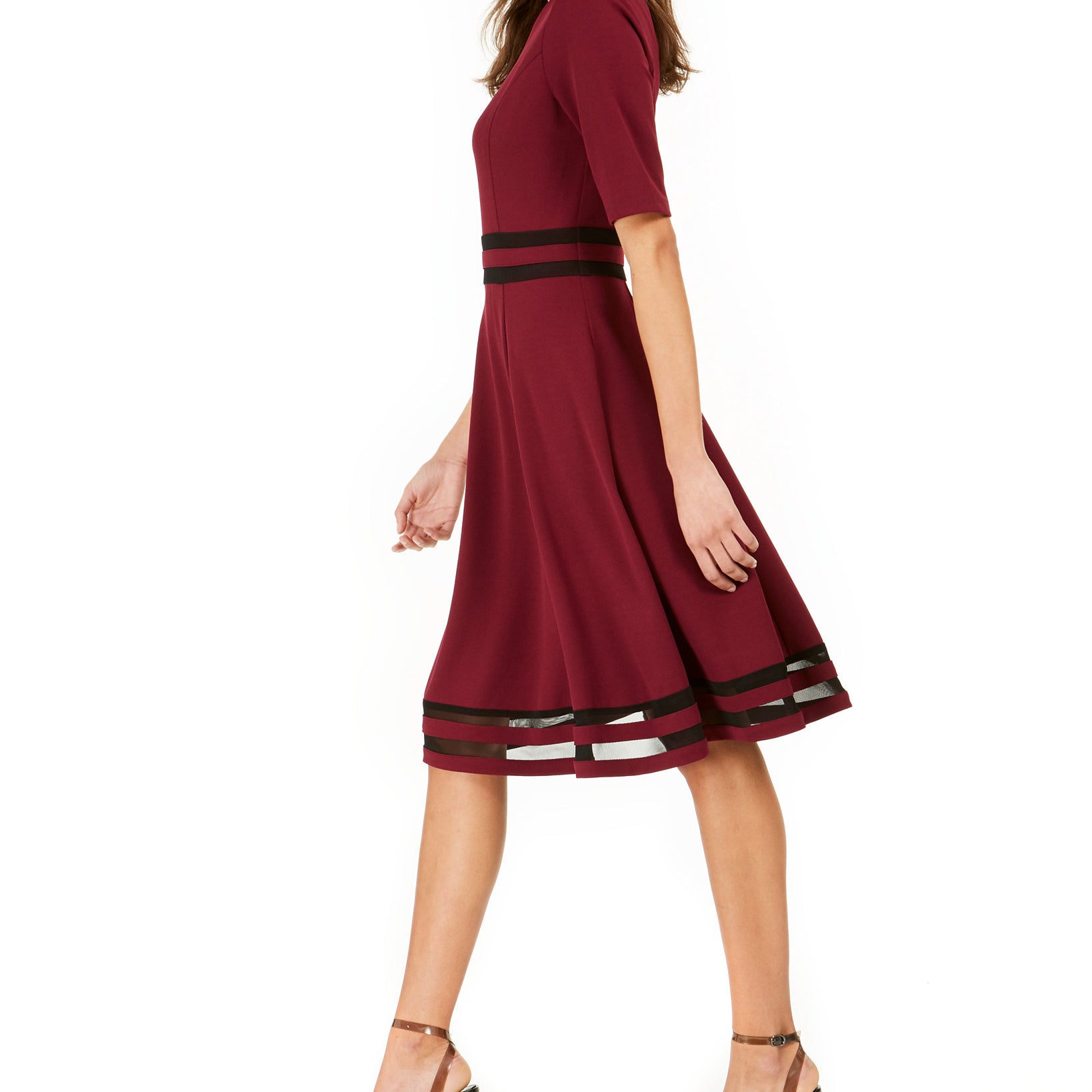 NY Collection Women Petite Mesh Stripe Dress