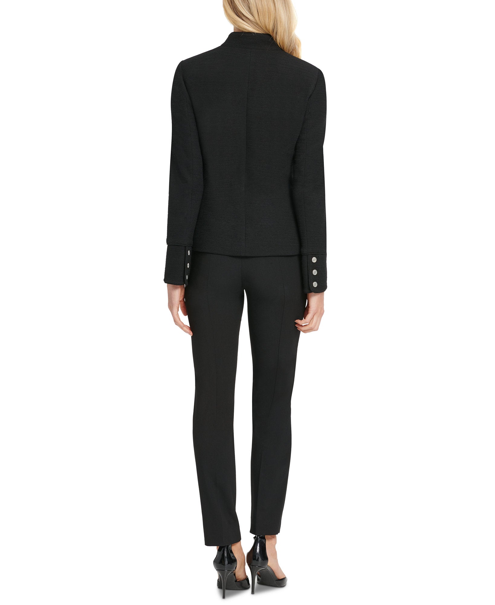 DKNY Women Stand Collar Double Breasted Military Jacket