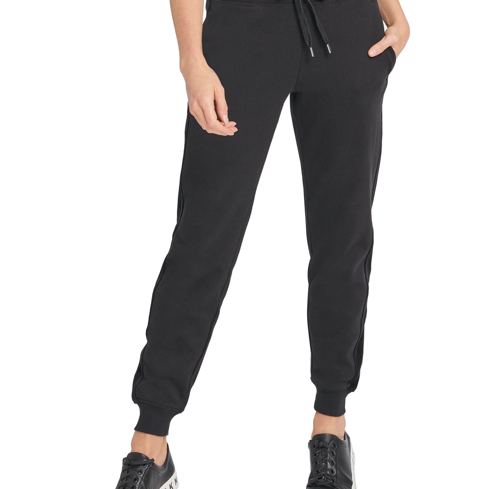 DKNY Women Sport Velour Trimmed Fleece Joggers Black