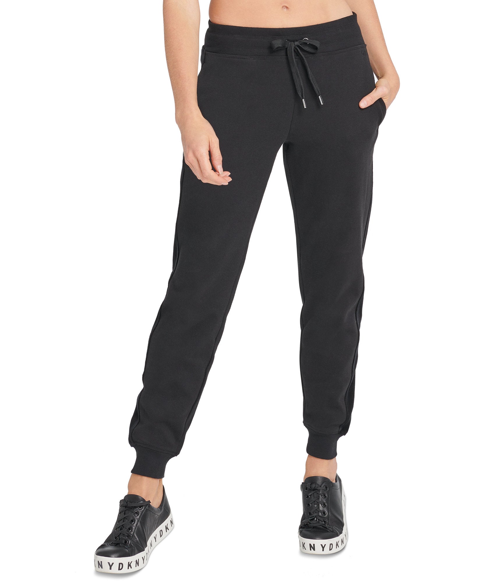 DKNY Women Sport Velour Trimmed Fleece Joggers Black