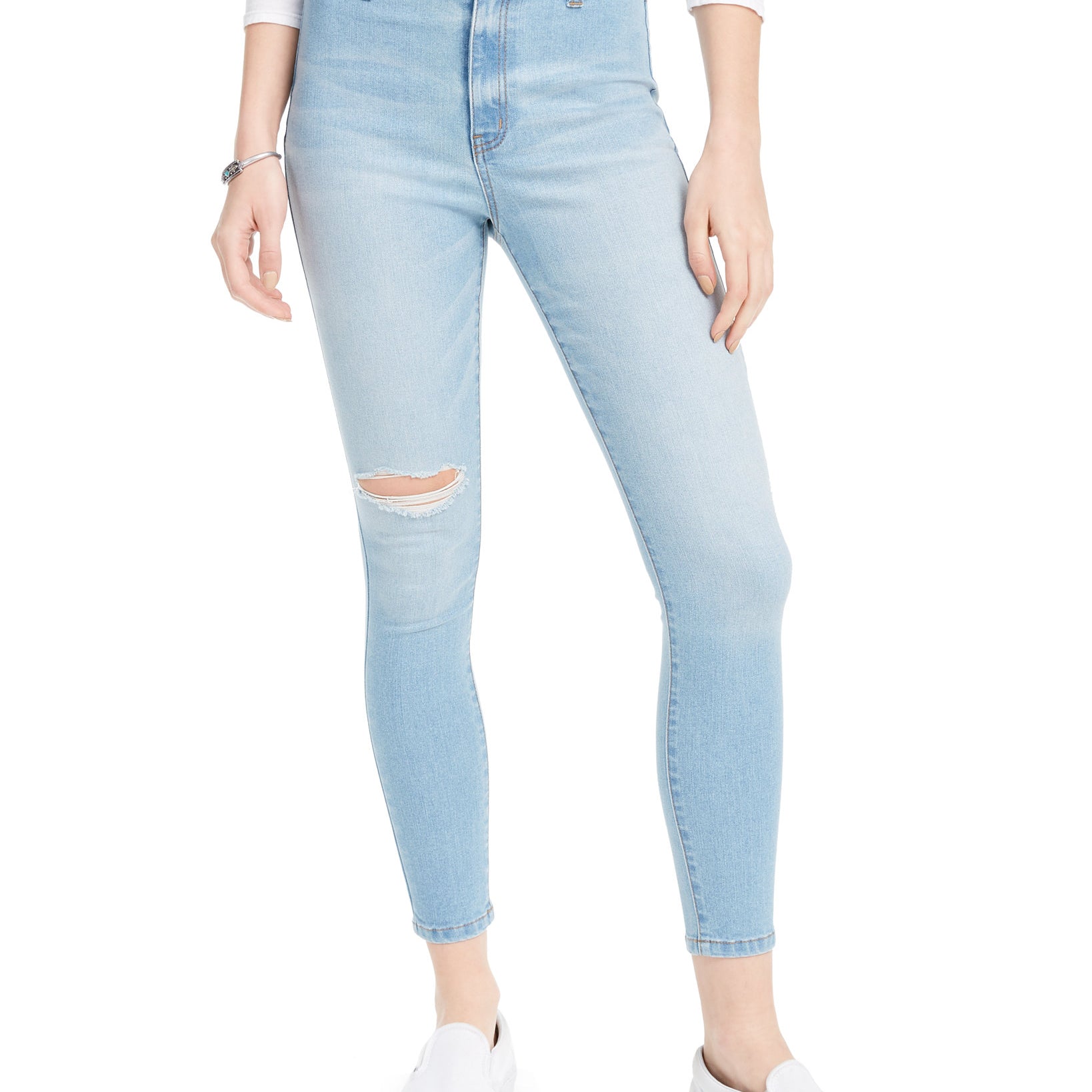 Tinseltown Women High Rise Skinny Ankle Jeans Light Wash