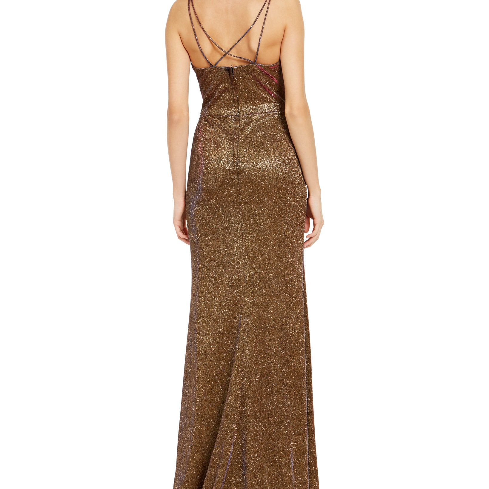 Blondie Nites Women Metallic Strappy Back Gown