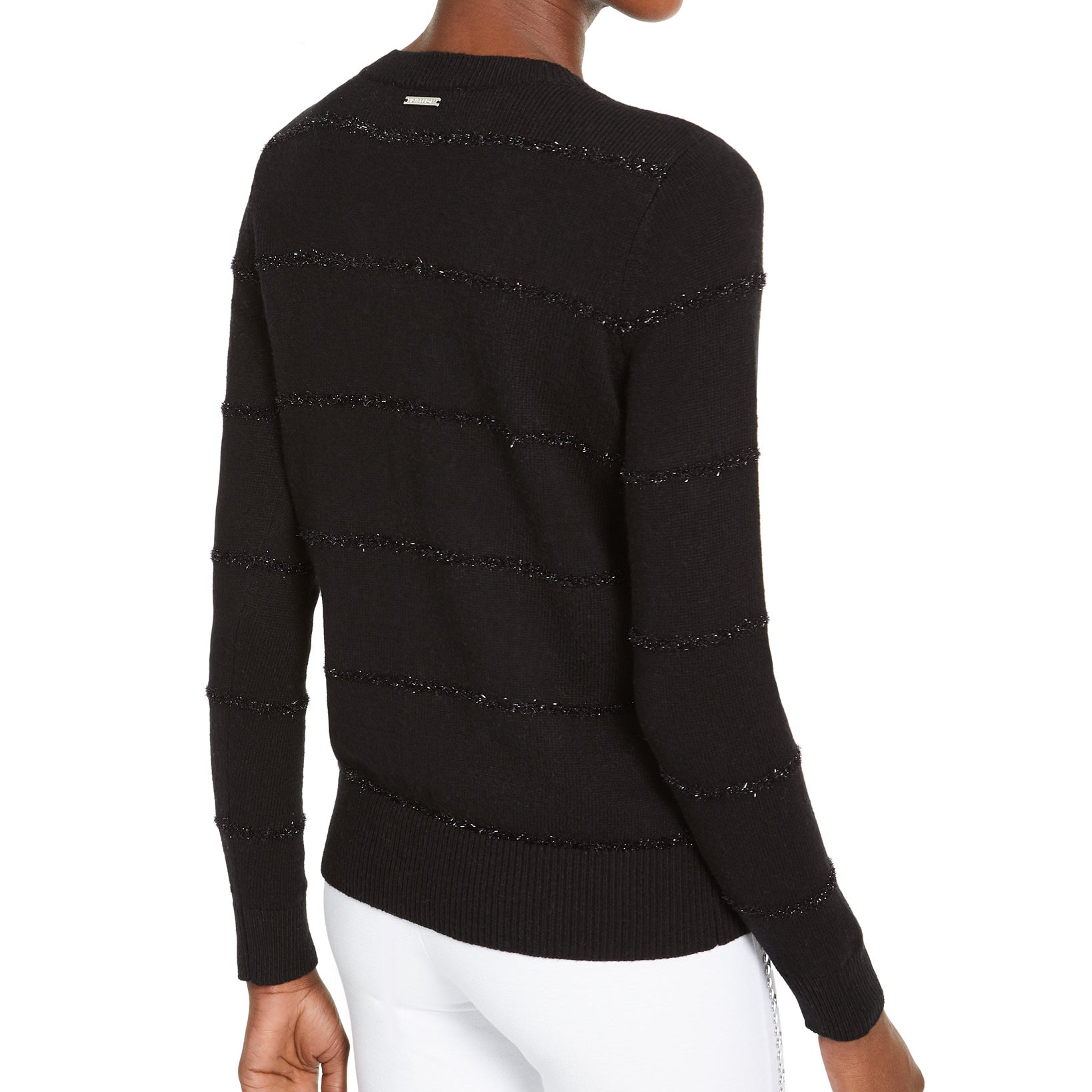 MICHAEL Michael Kors Women Tinsel Striped Sweater Black