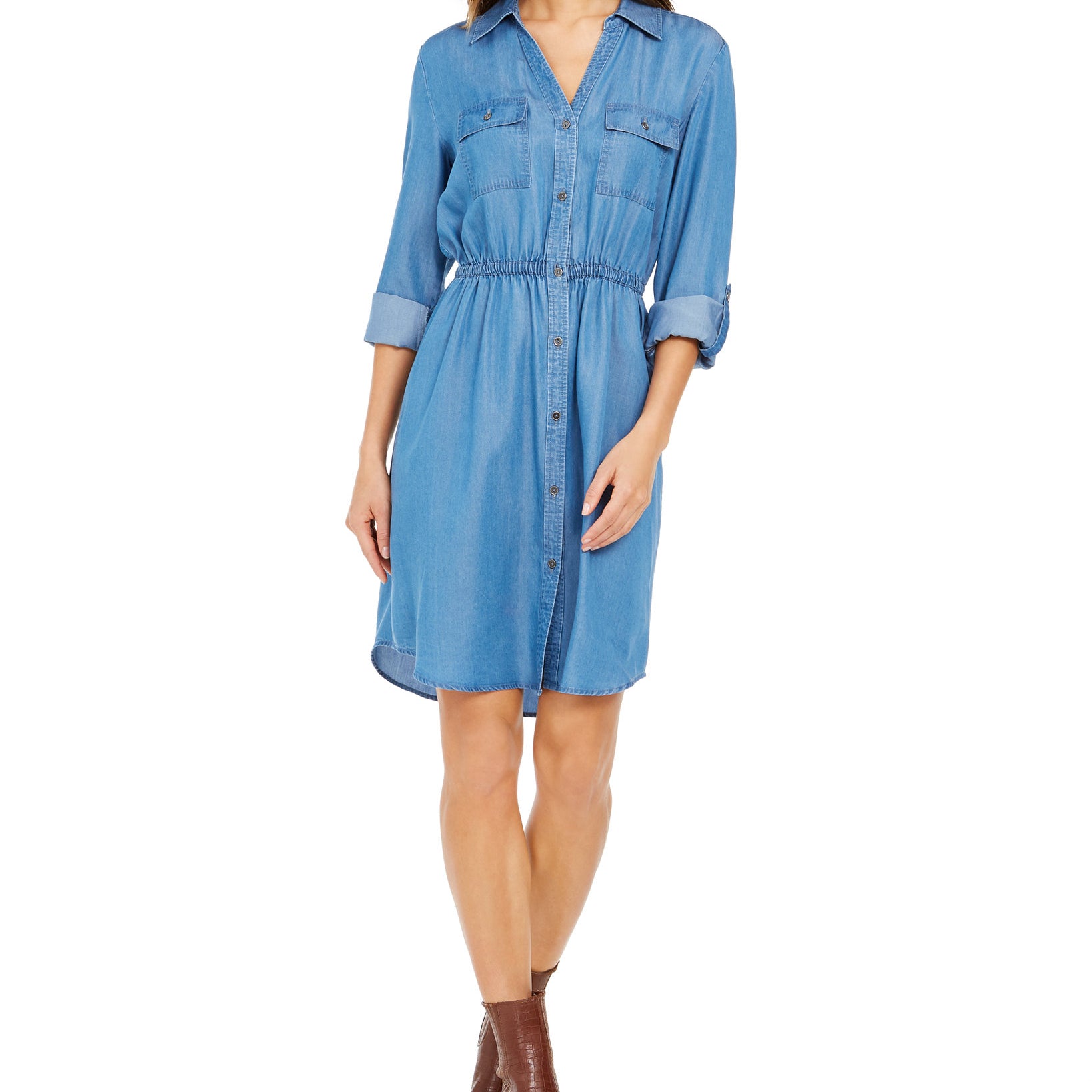 Style & Co Women Woven Utility Dress Sun Wash