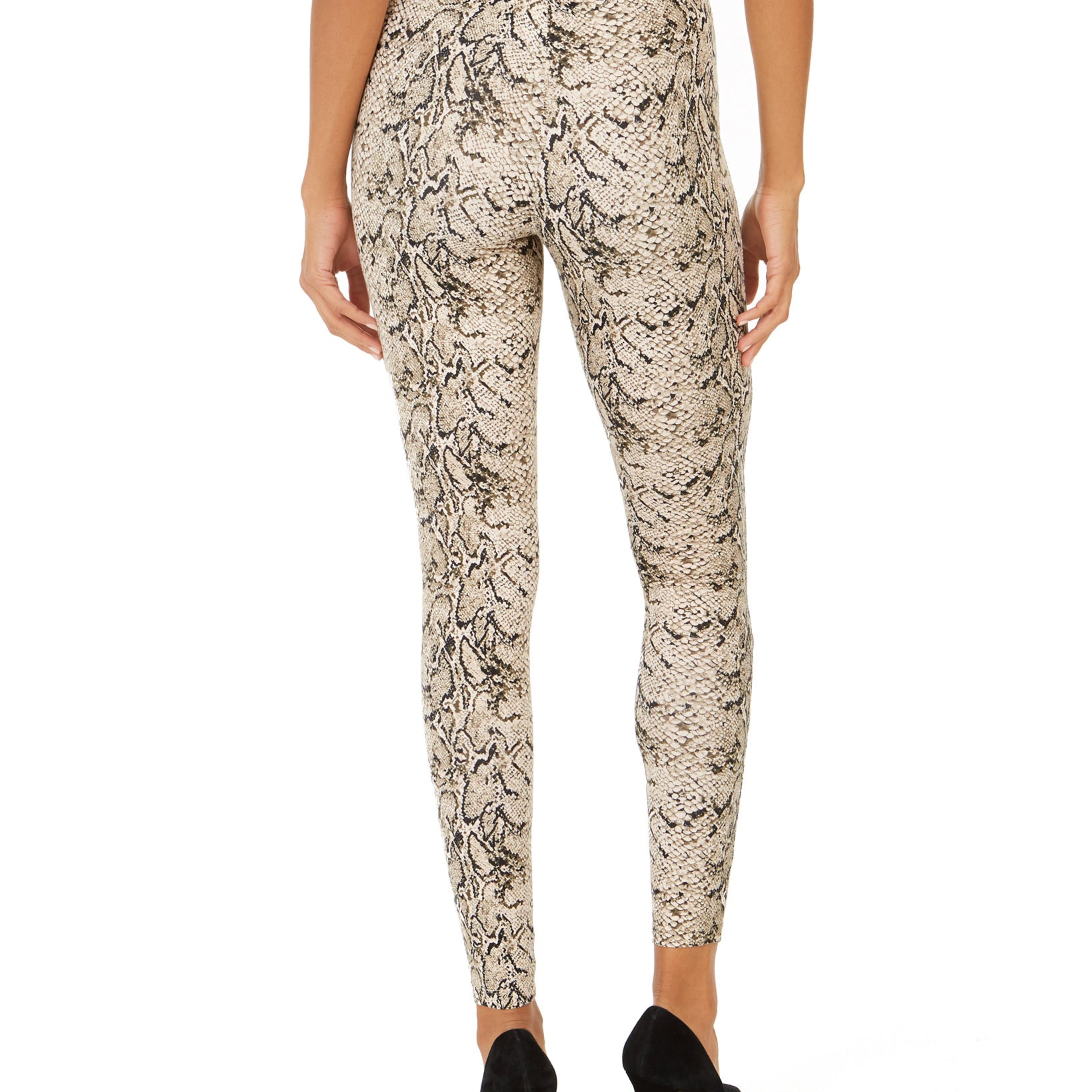 INC International Concepts Women Shaping Knit Full Length Snakeskin Leggings
