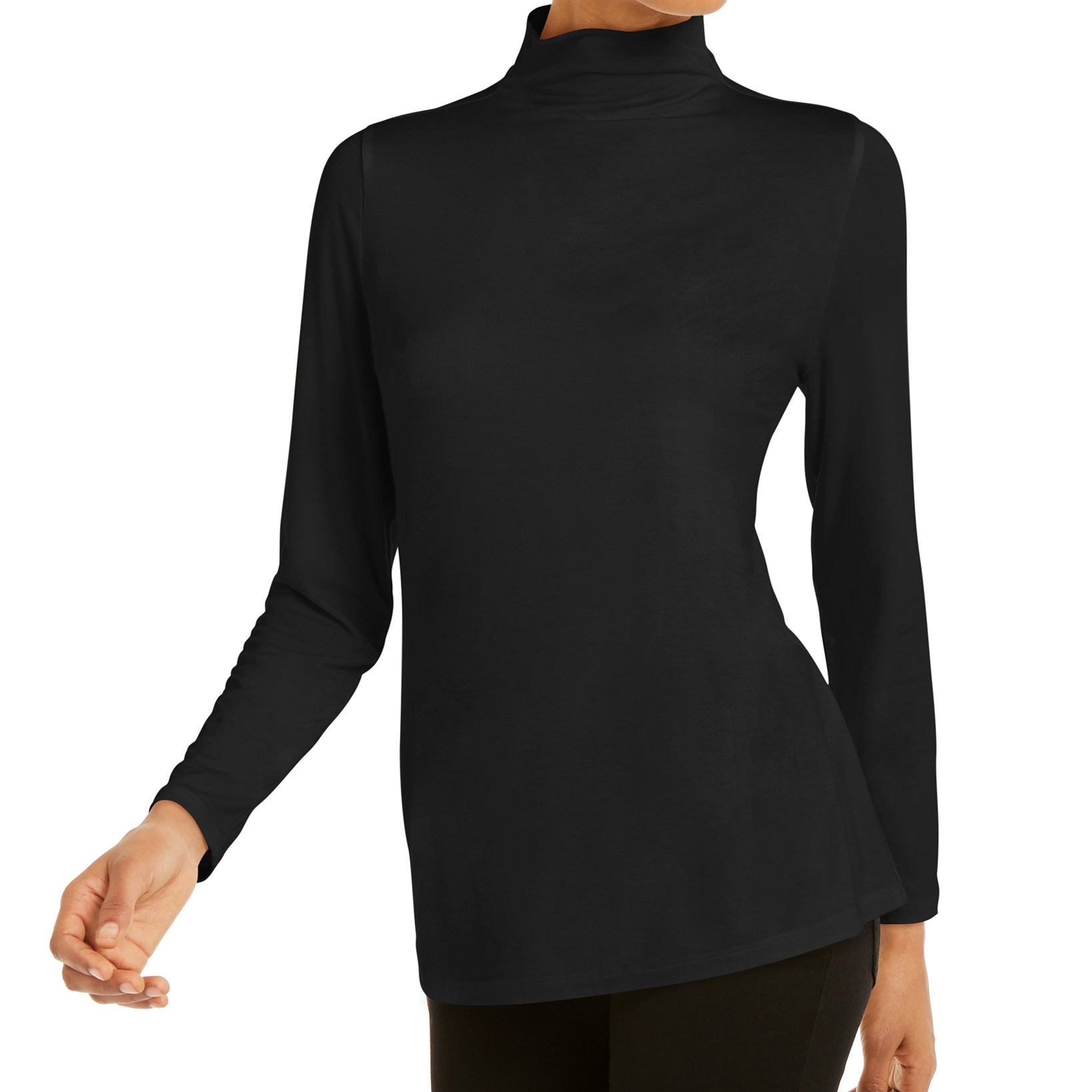 Alfani Women Mock Neck Top Deep Black