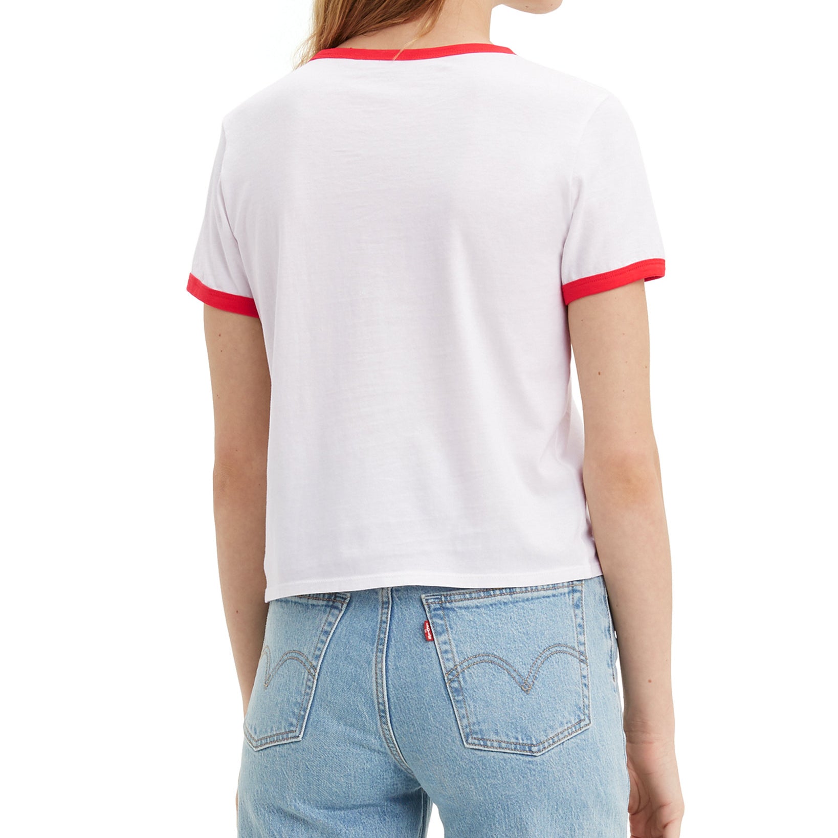 Levis Women Cotton Graphic Ringer T Shirt