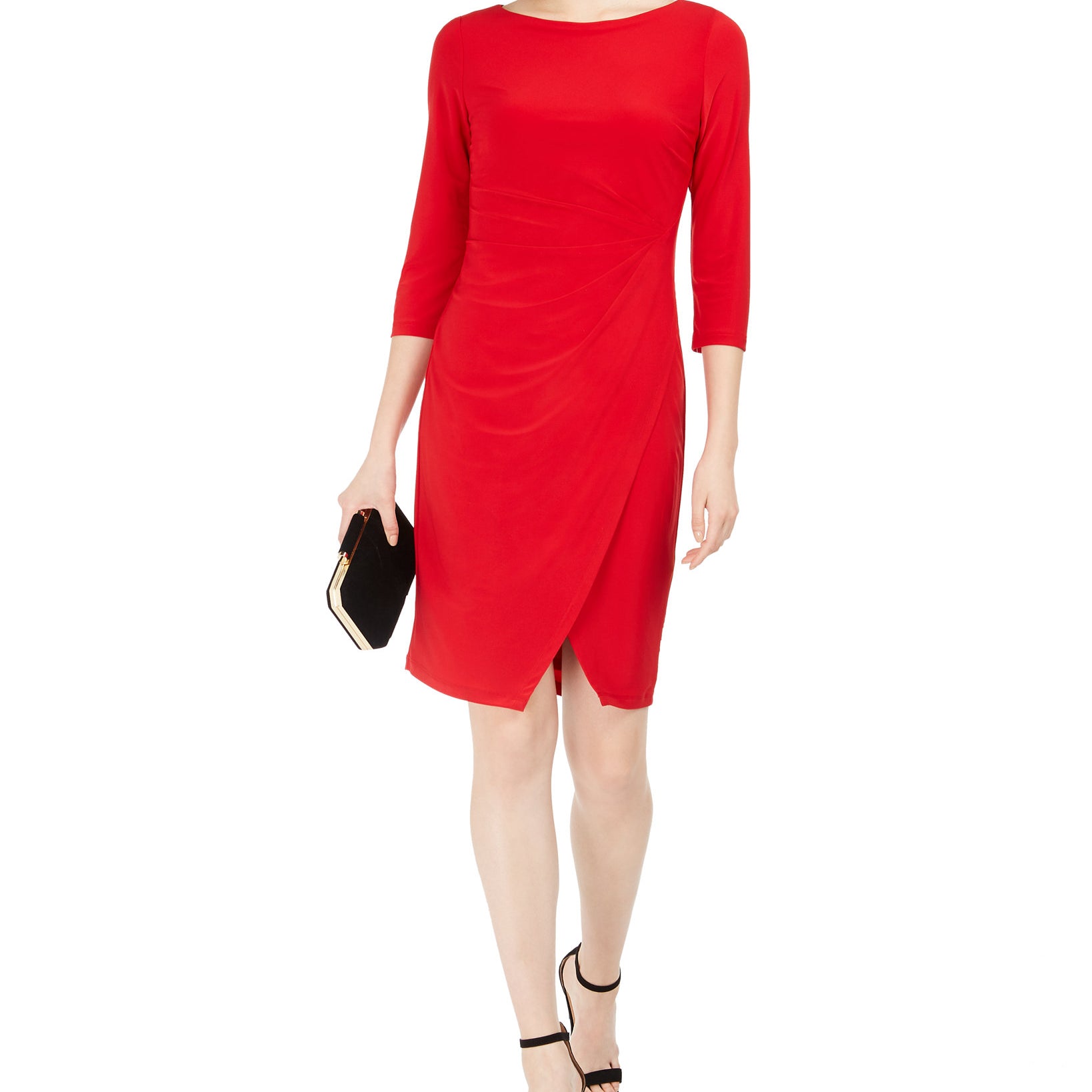 Taylor Women Draped Jersey Dress Red