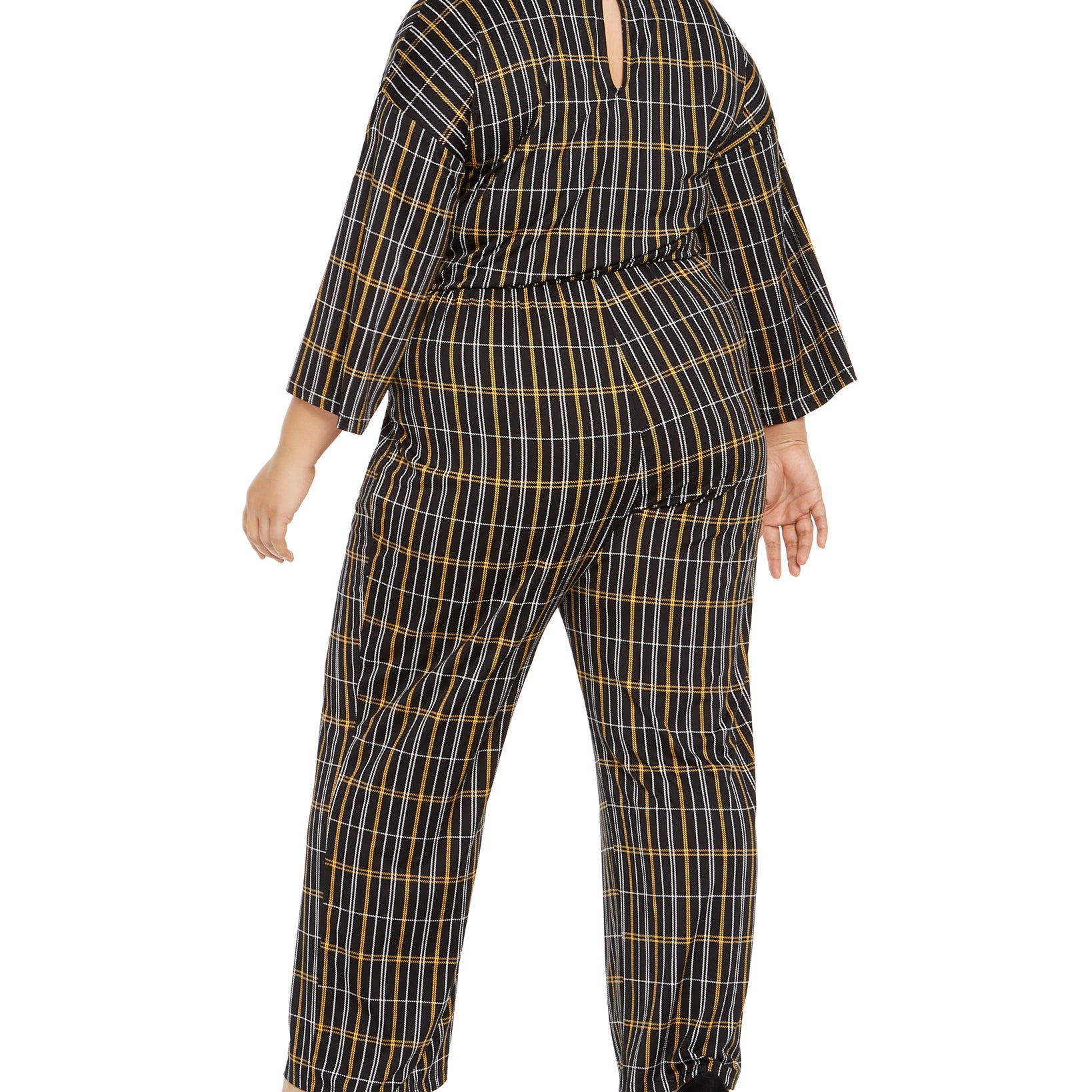NY Collection Women Plus Printed Tie Front Gaucho Jumpsuit