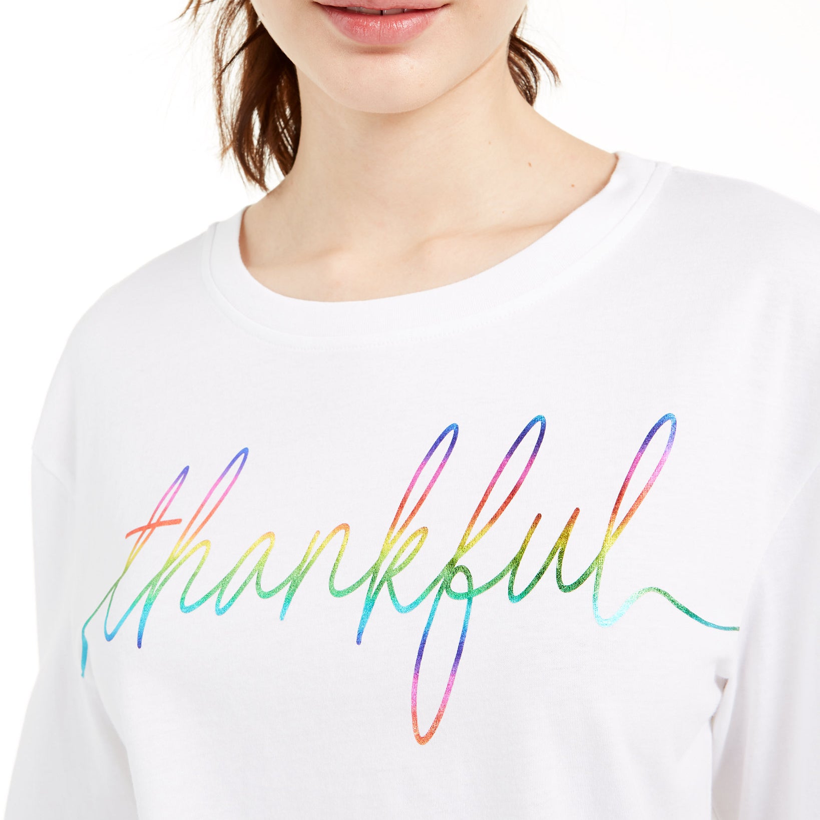 Rebellious One Women Thankful Long Sleeve Cotton T Shirt