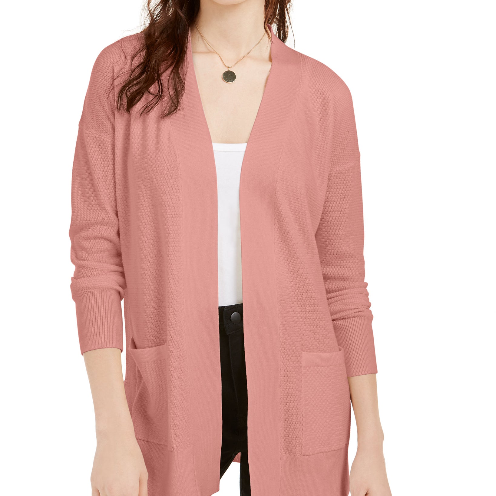 Pink Rose Women Open Cardigan Sweater Rosewood