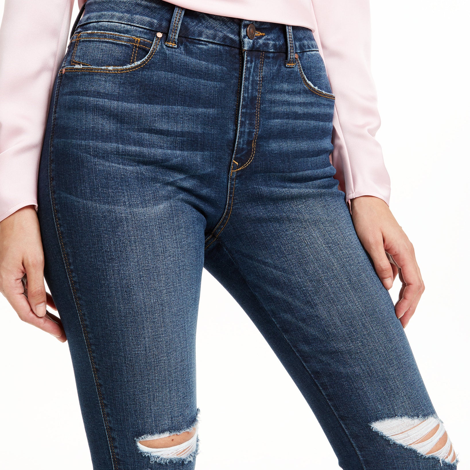 Rewash Women Curvy Fit Ripped High Rise Skinny Jeans