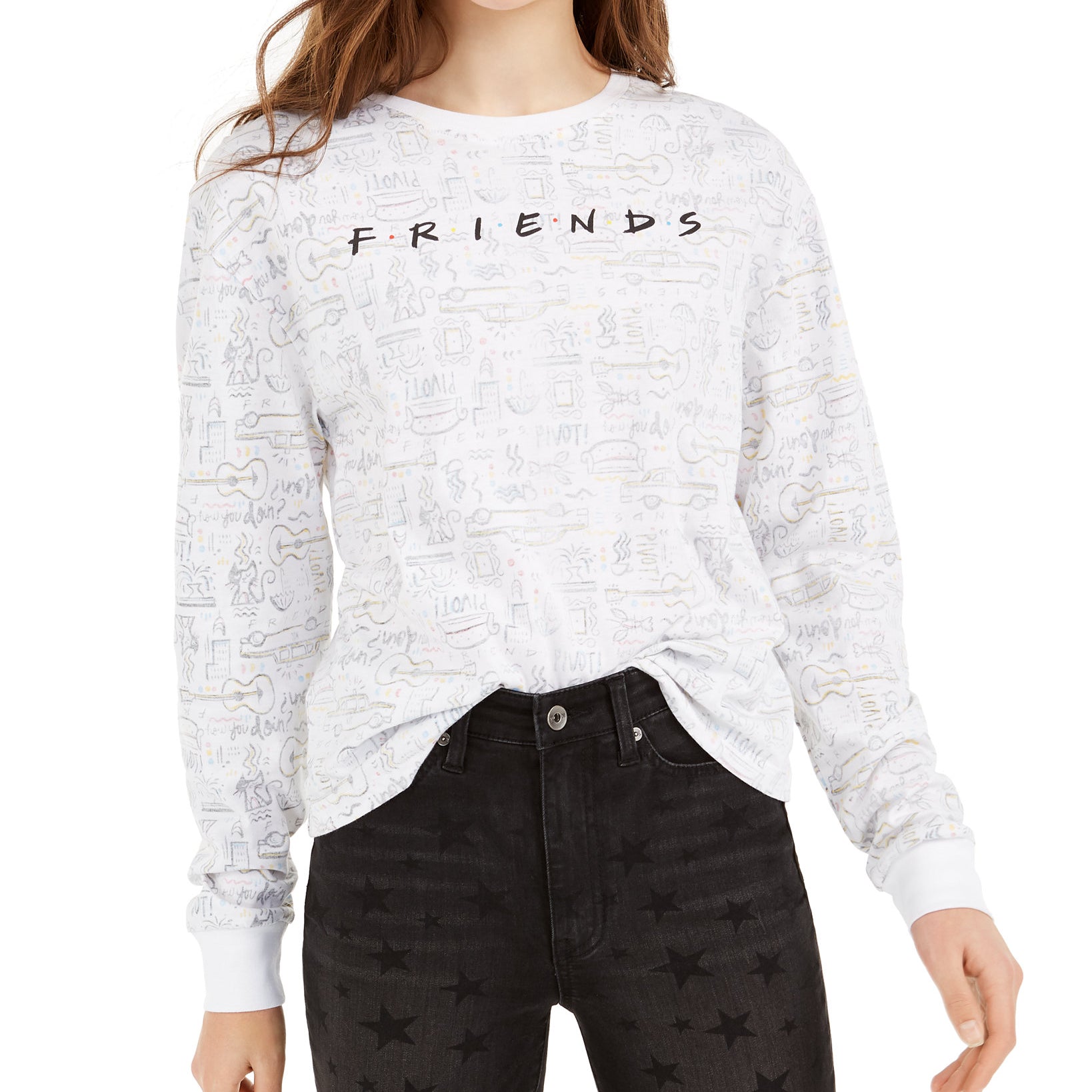 Modern Lux Women Warner Brothers Friends Graphic T Shirt White