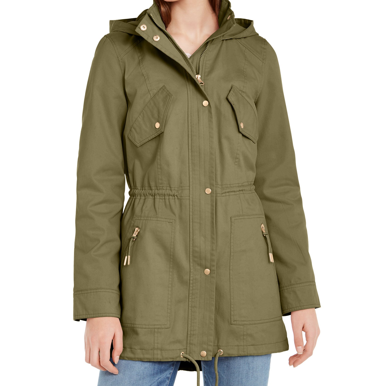 Coffee Shop Women Hooded Anorak Terrain Green