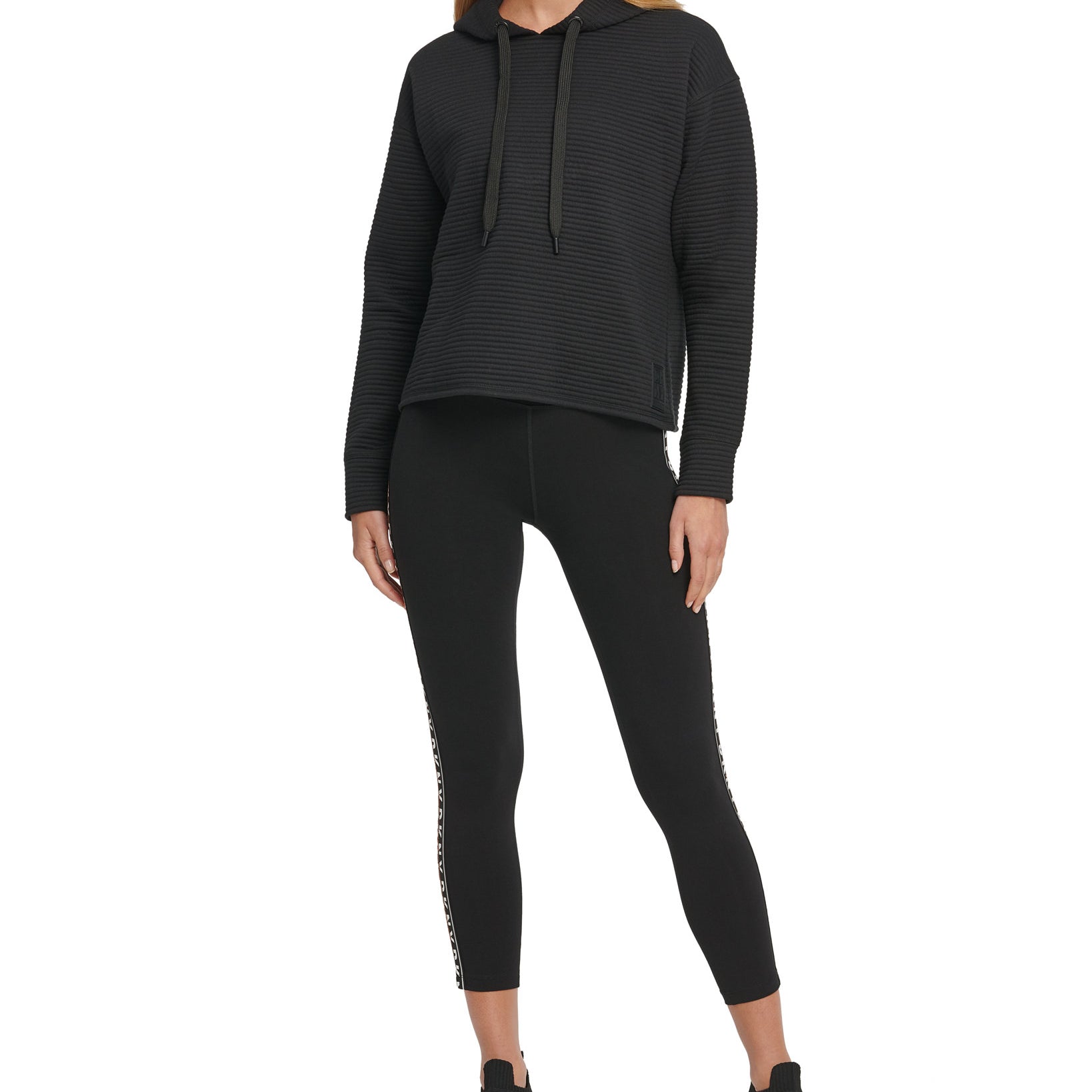 DKNY Women Sport Ottoman Knit Hoodie Black