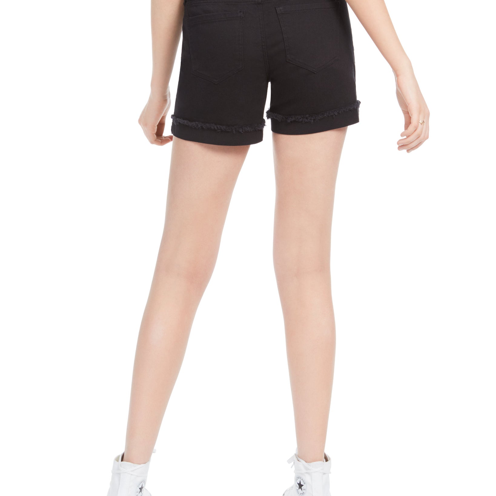 Celebrity Pink Women High Rise Cuffed Black Denim Shorts
