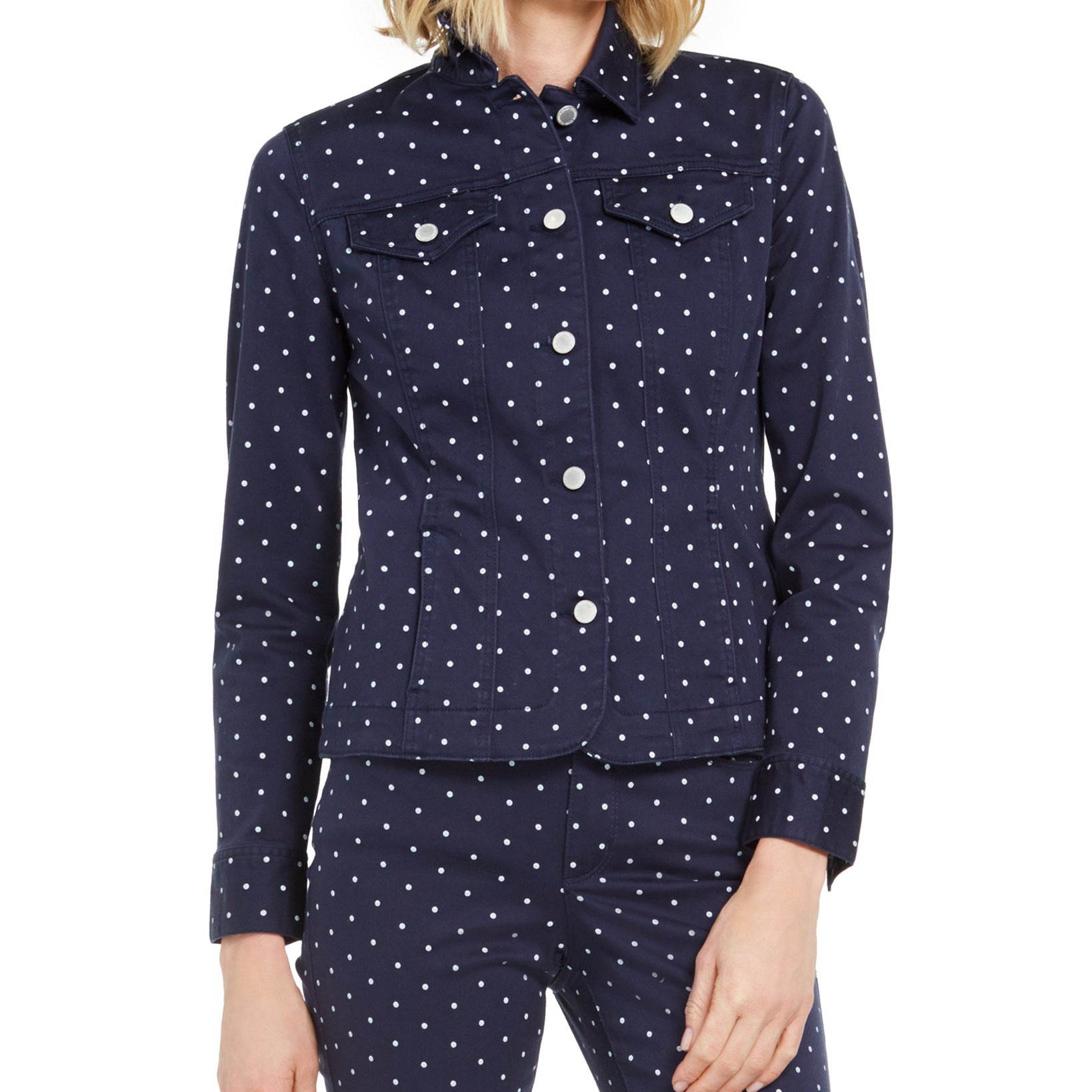 Charter Club Women Petite Printed Denim Jacket
