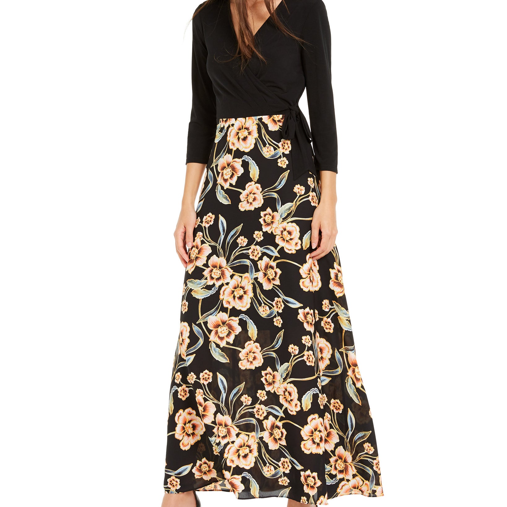 INC International Concepts Women Tie Side Printed Skirt Dress Gilded Garden