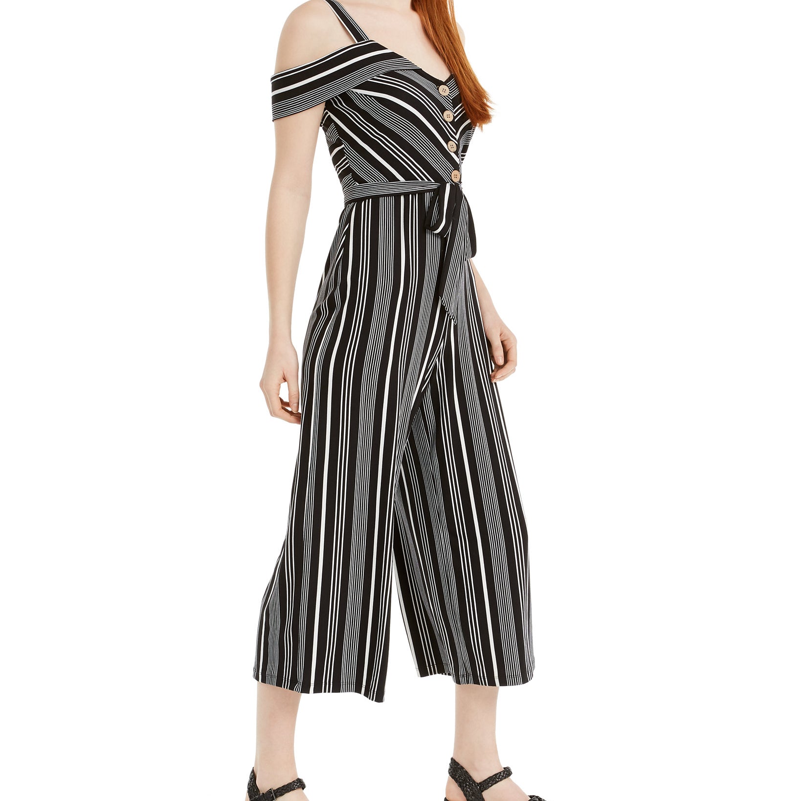 BCX Women Striped Off The Shoulder Jumpsuit