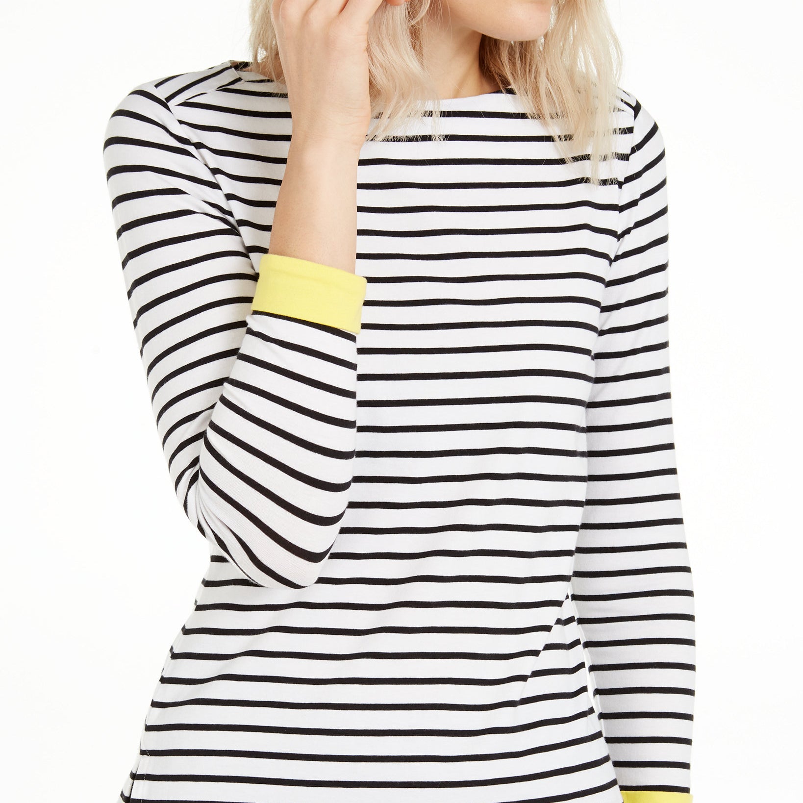 Anne-Klein-Women-Striped-Boat-Neck-Top