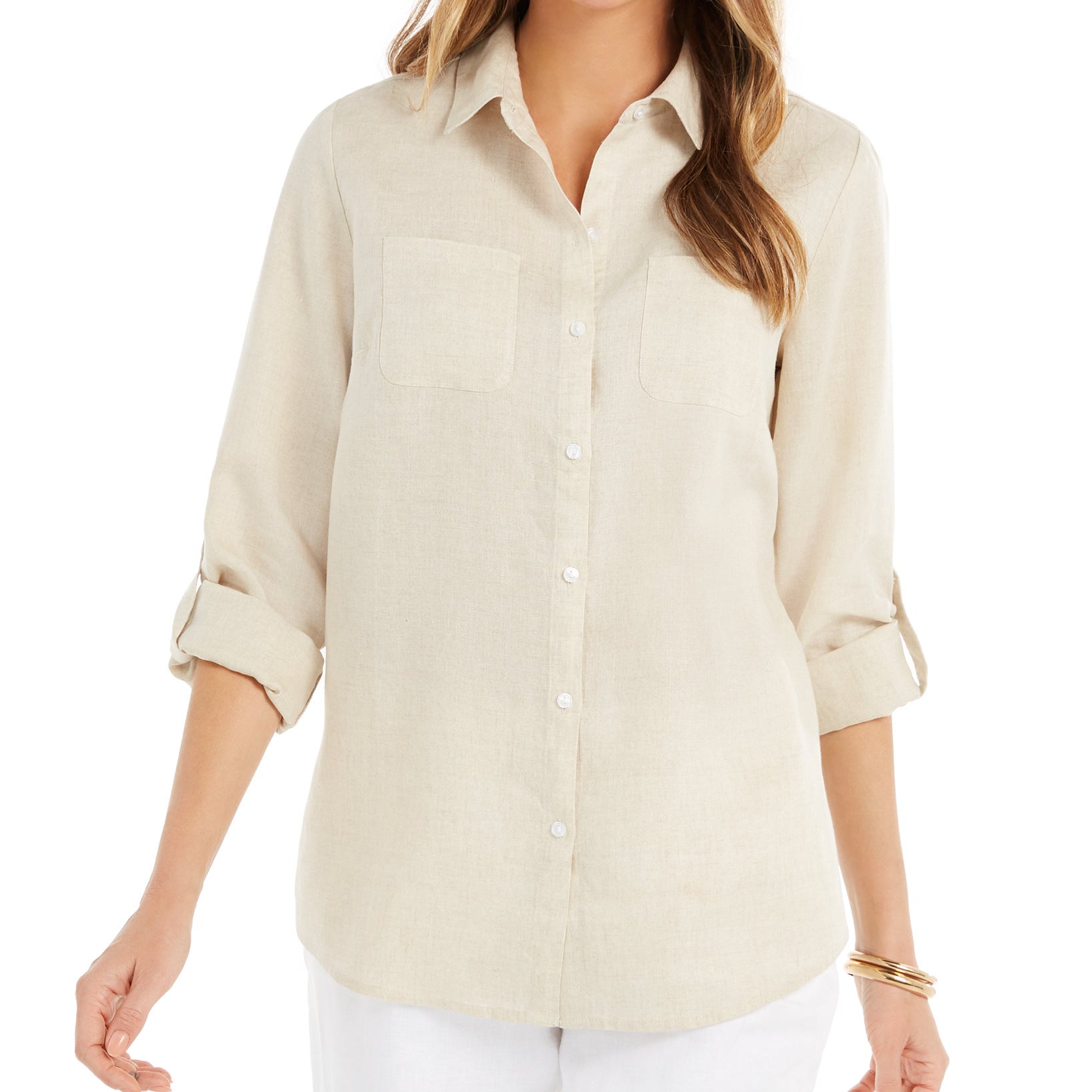 Charter Club Women Linen Shirt Flax