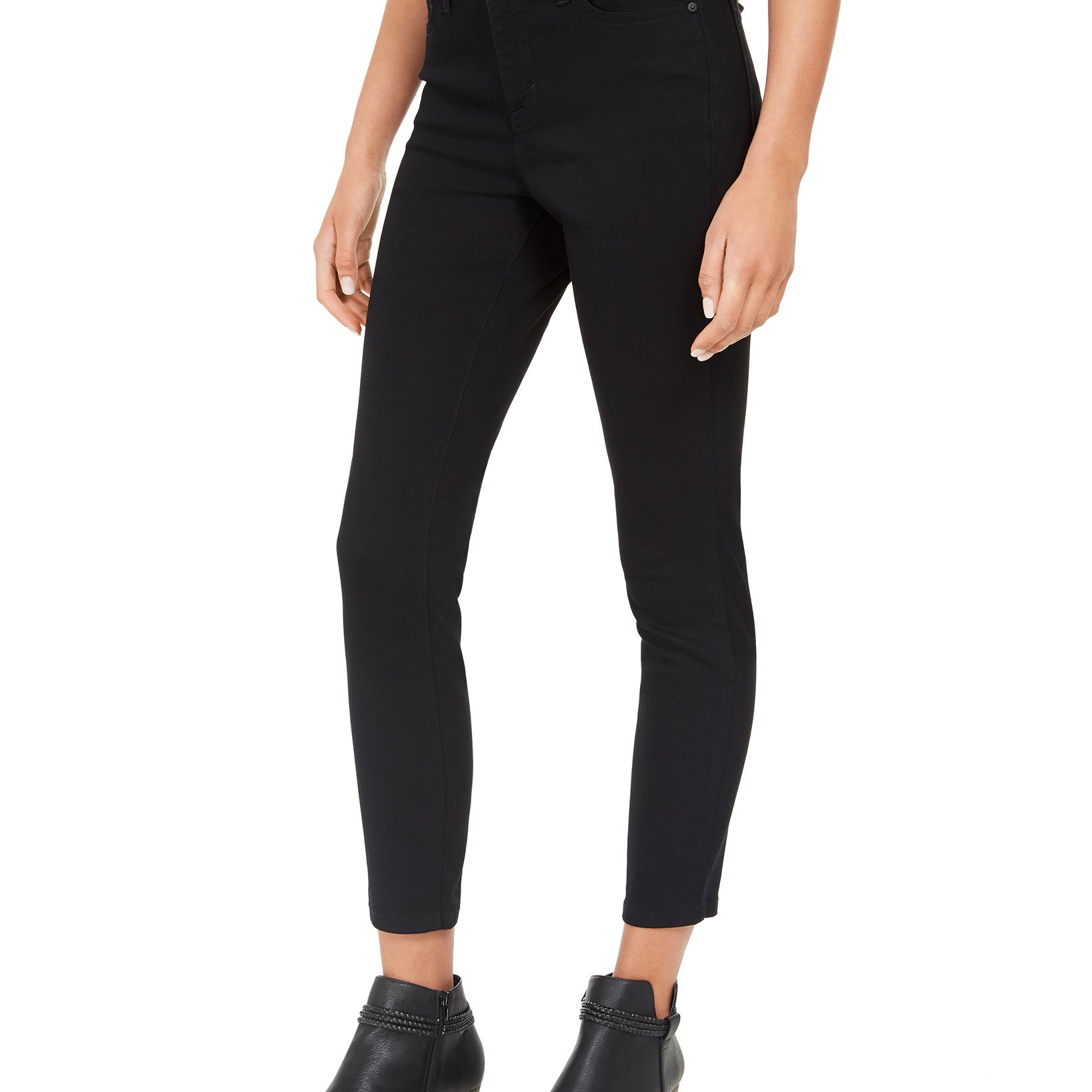 Style & Co Women Uptown Raw Hem Skinny Jeans Deep Black