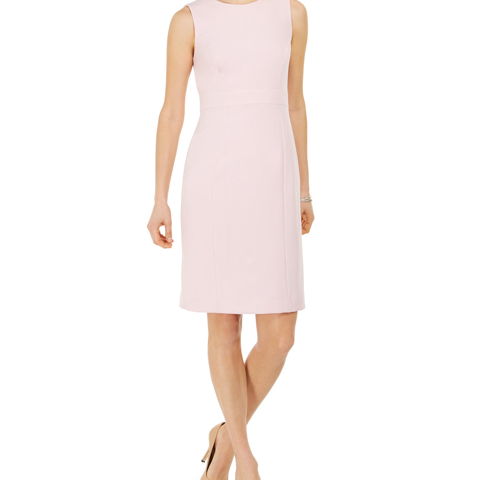 Kasper Women Petite Stretch Crepe Sheath Dress Tutu Pink