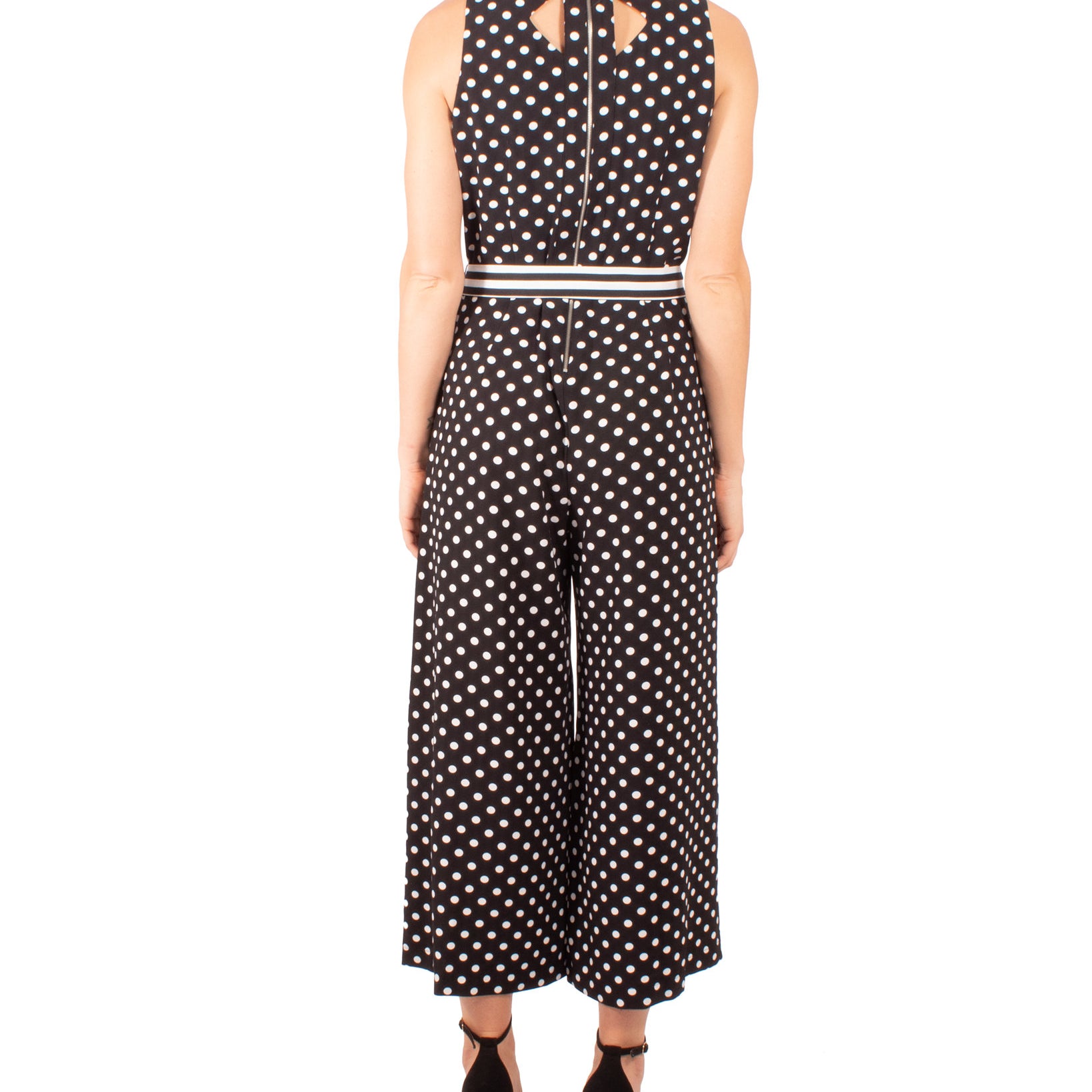 NY Collection Women Petite Printed Belted Sleeveless Jumpsuit