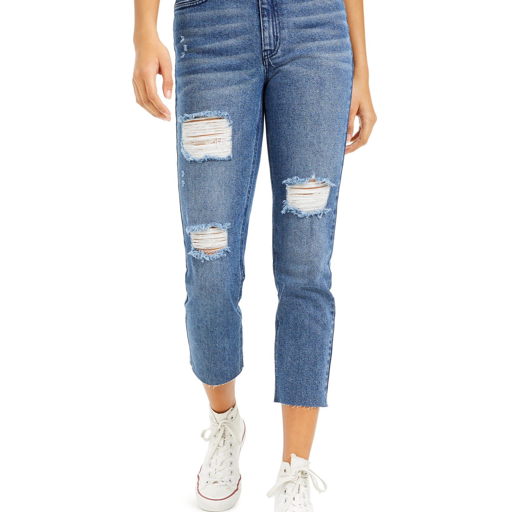Tinseltown Women High Rise Cropped Jeans Medium Wash