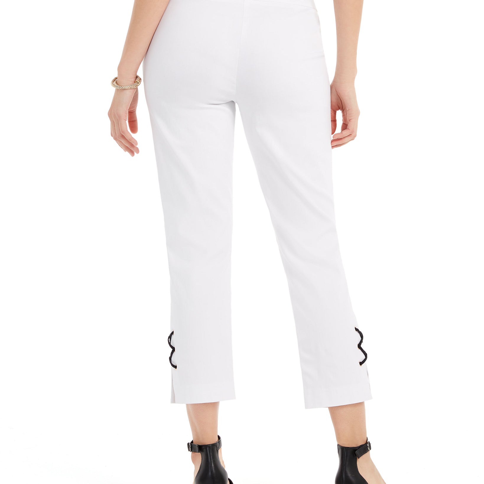 JM Collection Women Lace Up Tummy Control Ankle Pants