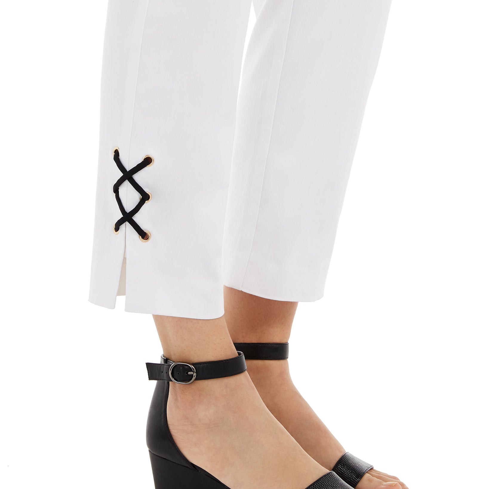 JM Collection Women Lace Up Tummy Control Ankle Pants