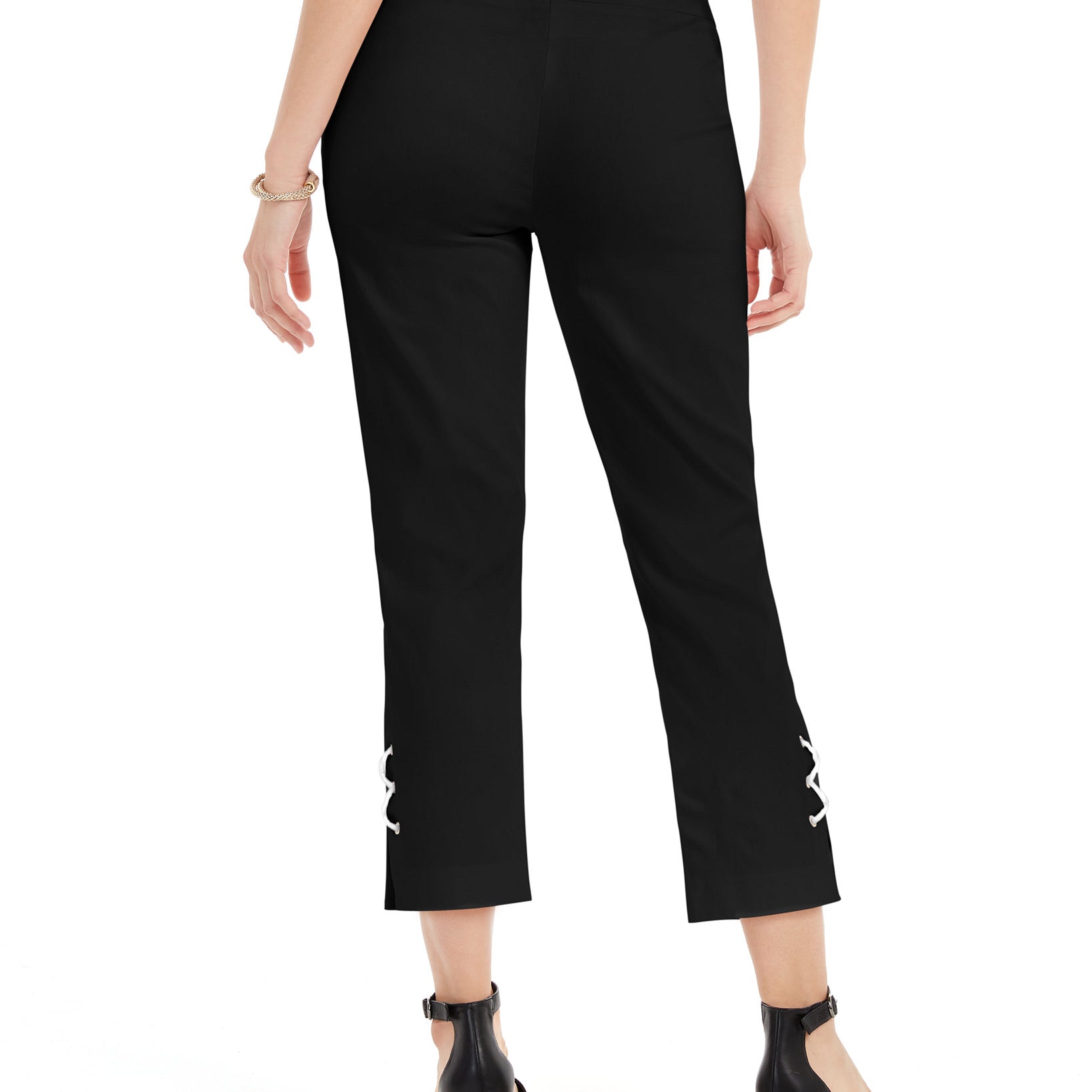 JM Collection Women Lace Up Tummy Control Ankle Pants