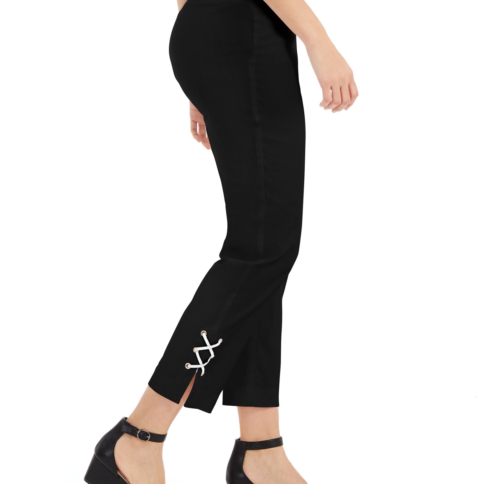 JM Collection Women Lace Up Tummy Control Ankle Pants