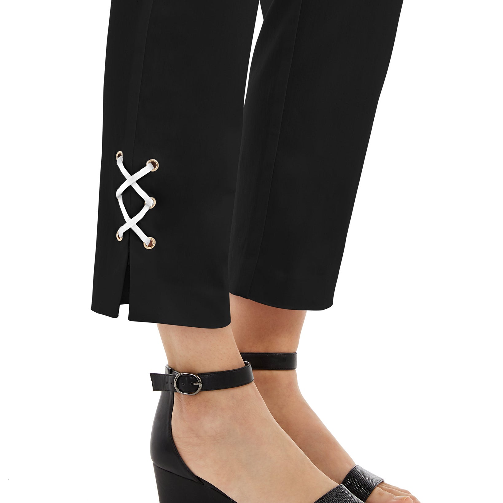 JM Collection Women Lace Up Tummy Control Ankle Pants