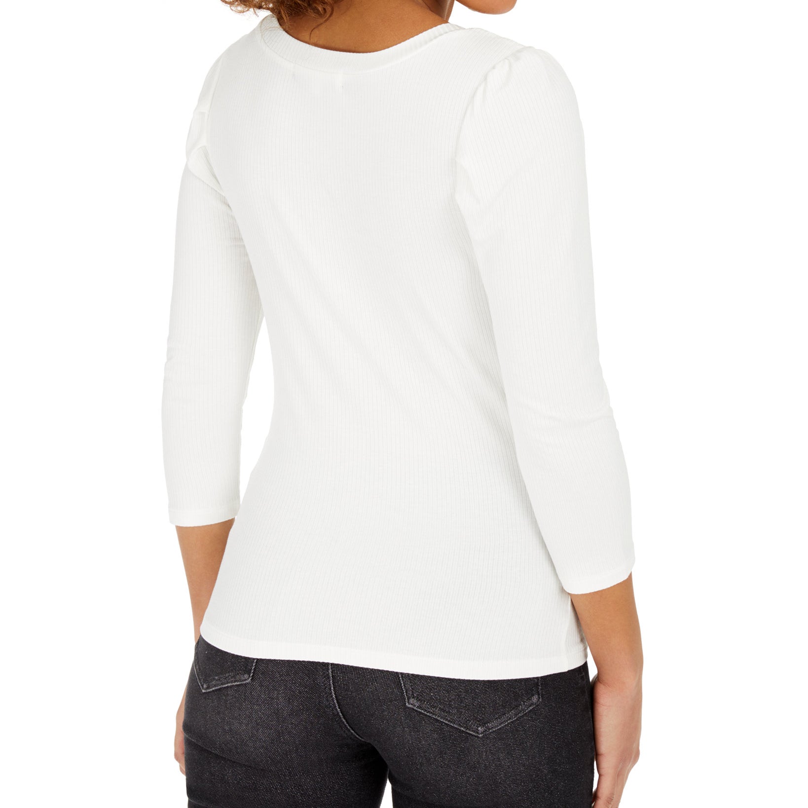 Crave Fame Women Puff Sleeved Rib Knit Top