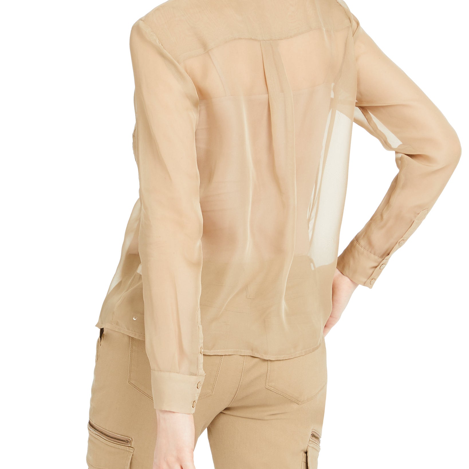 INC International Concepts Women Sheer Utility Shirt