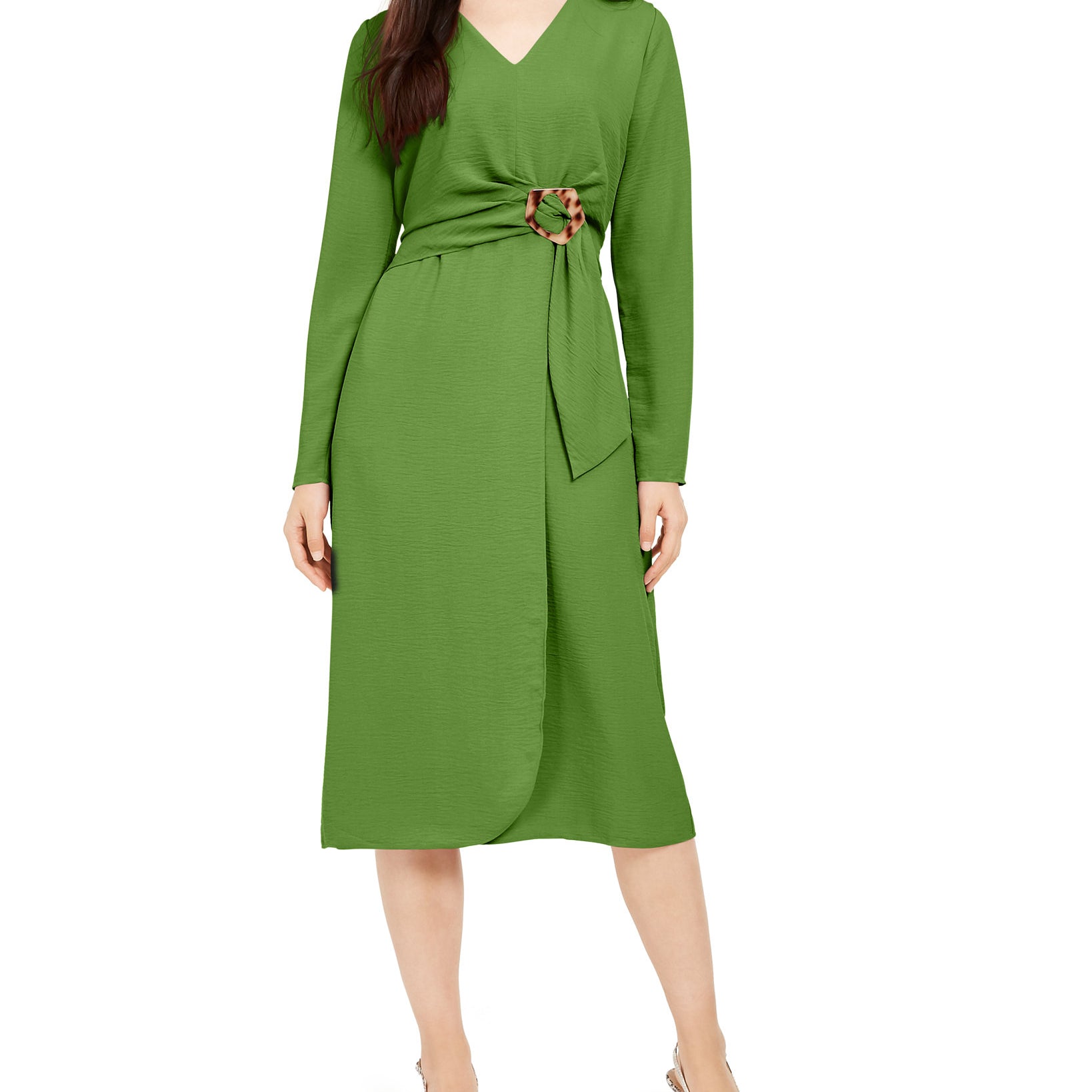 Alfani Women Tie Front Fit Flare Dress Palm Tree