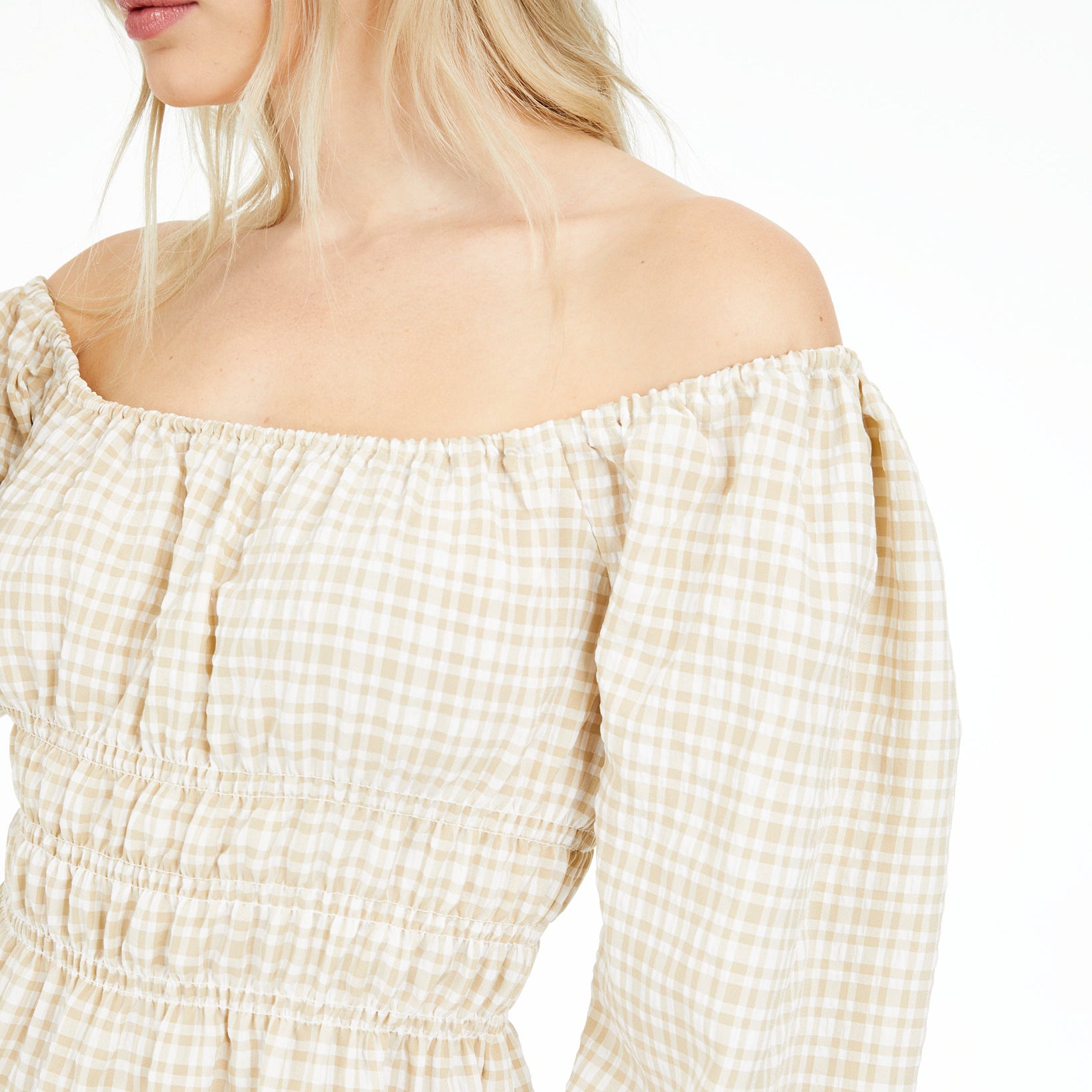 LEYDEN Women Gingham Smocked Mini Dress