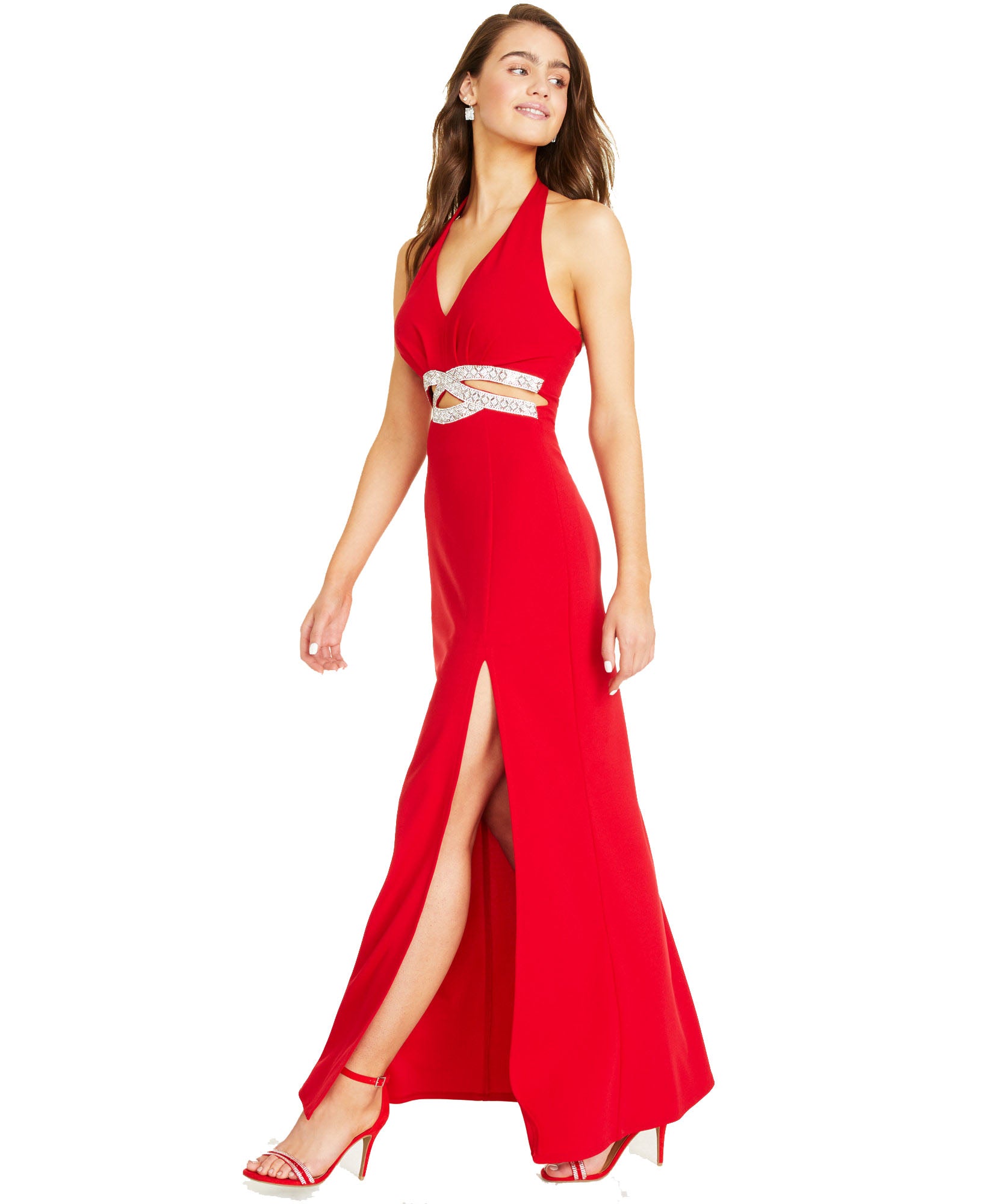 Speechless Women Embellished Halter Gown