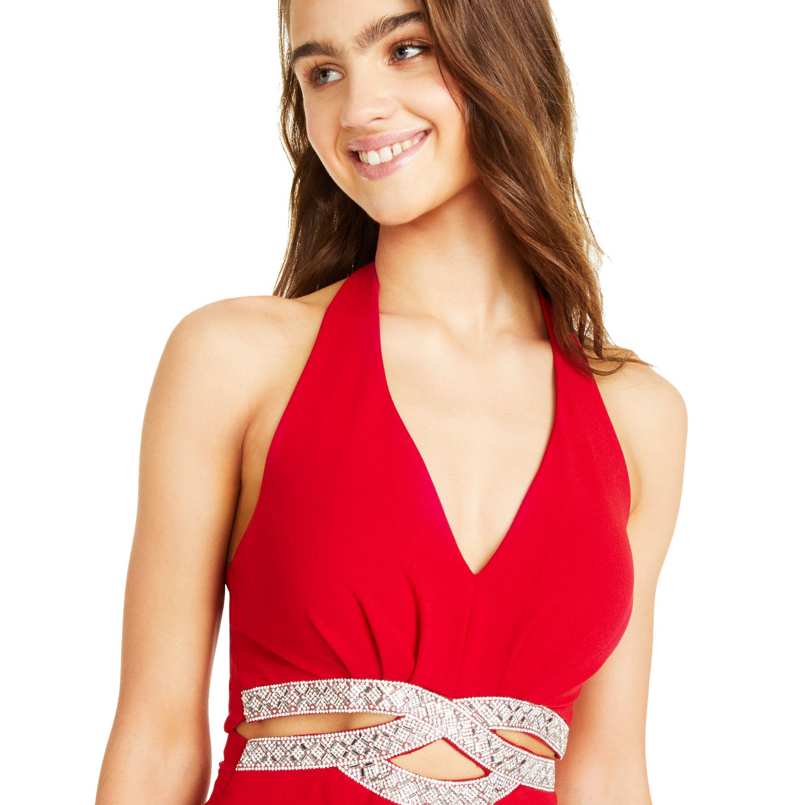 Speechless Women Embellished Halter Gown