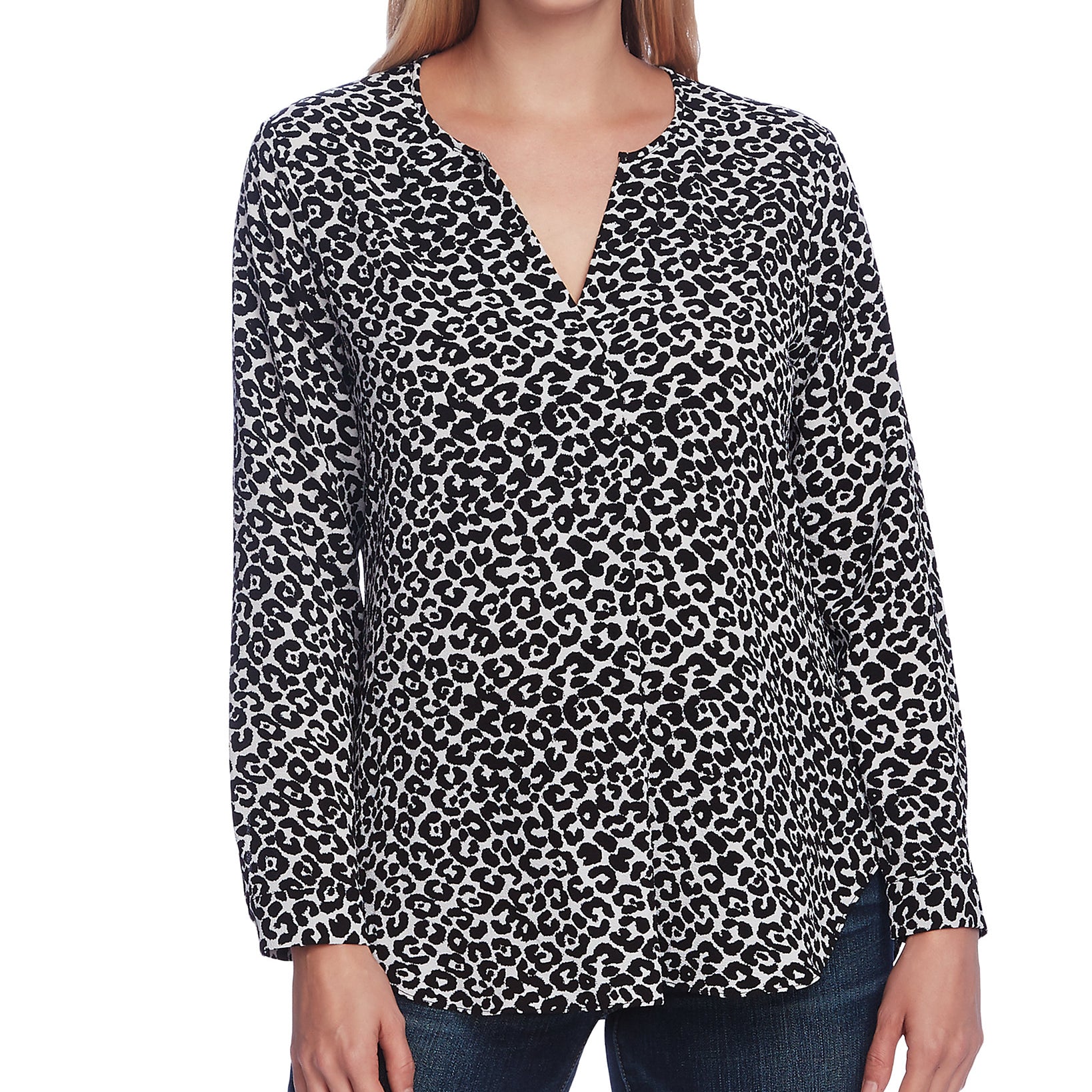 Vince Camuto Women Split Neck Top Rich Black