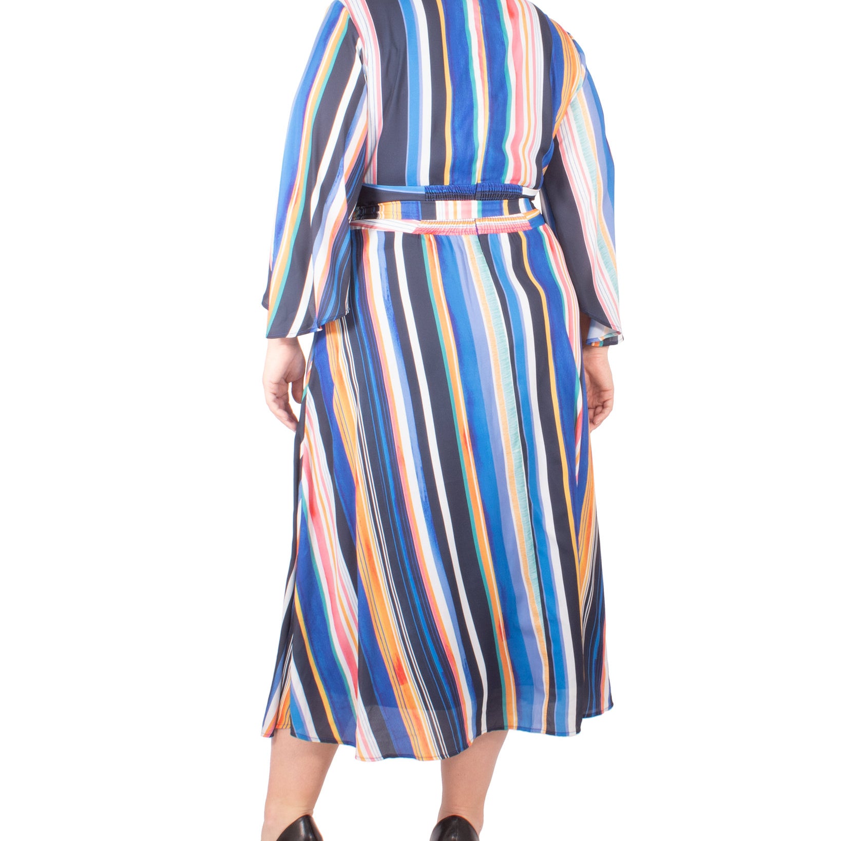 NY Collection Women Plus Striped Belted Wrap Dress