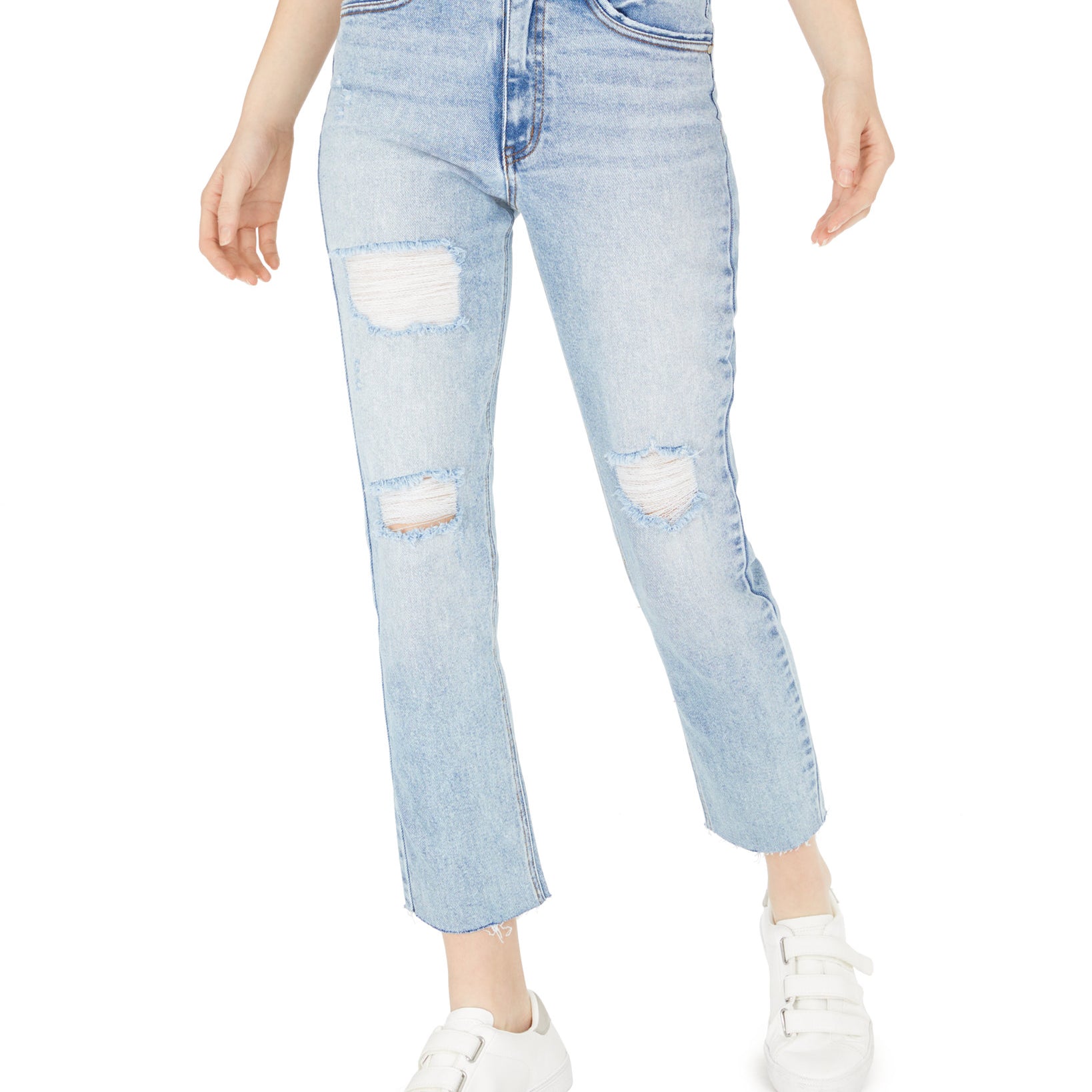 Tinseltown Women High Rise Cropped Jeans Light Wash