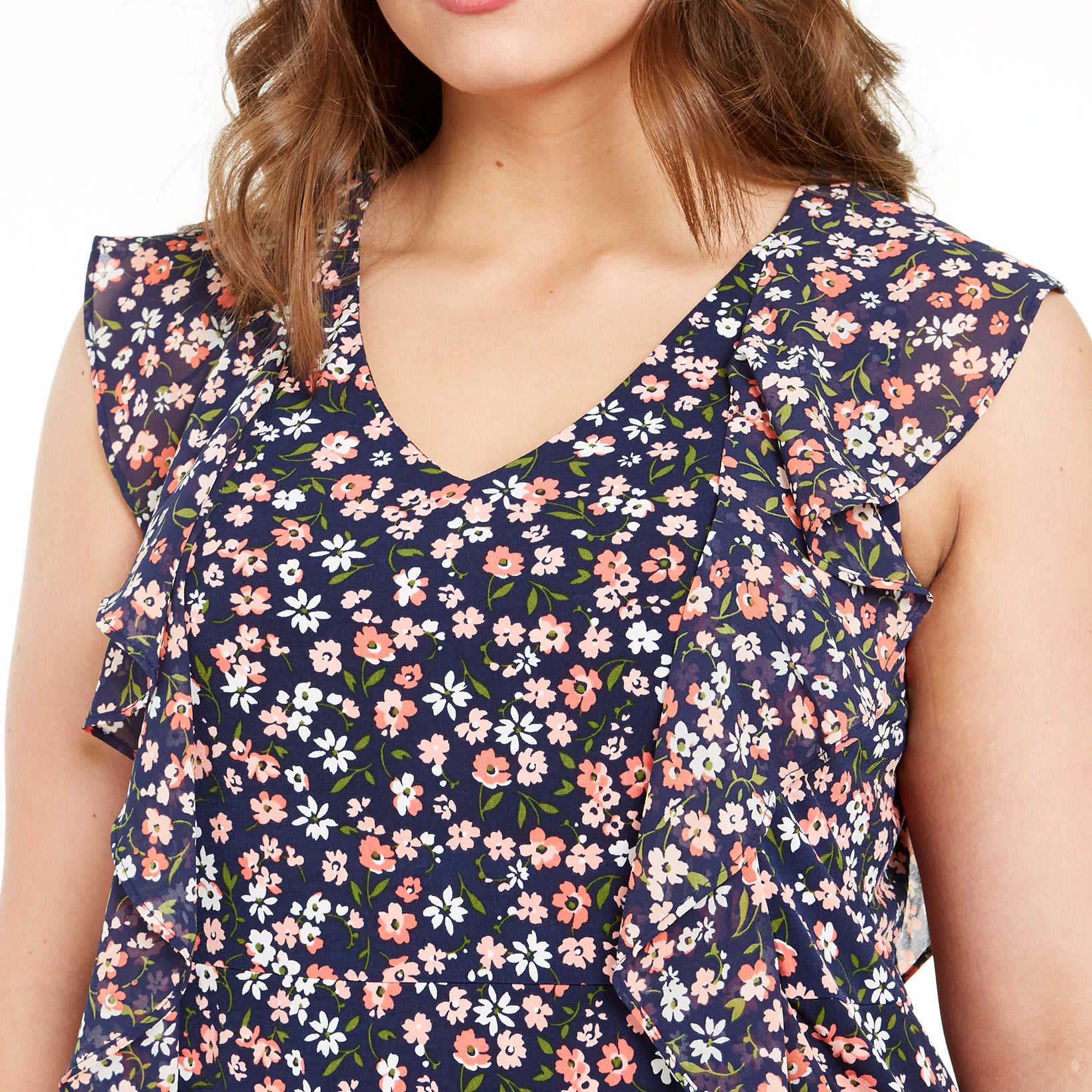 MICHAEL Michael Kors Women Plus Ruffled Floral Print Dress