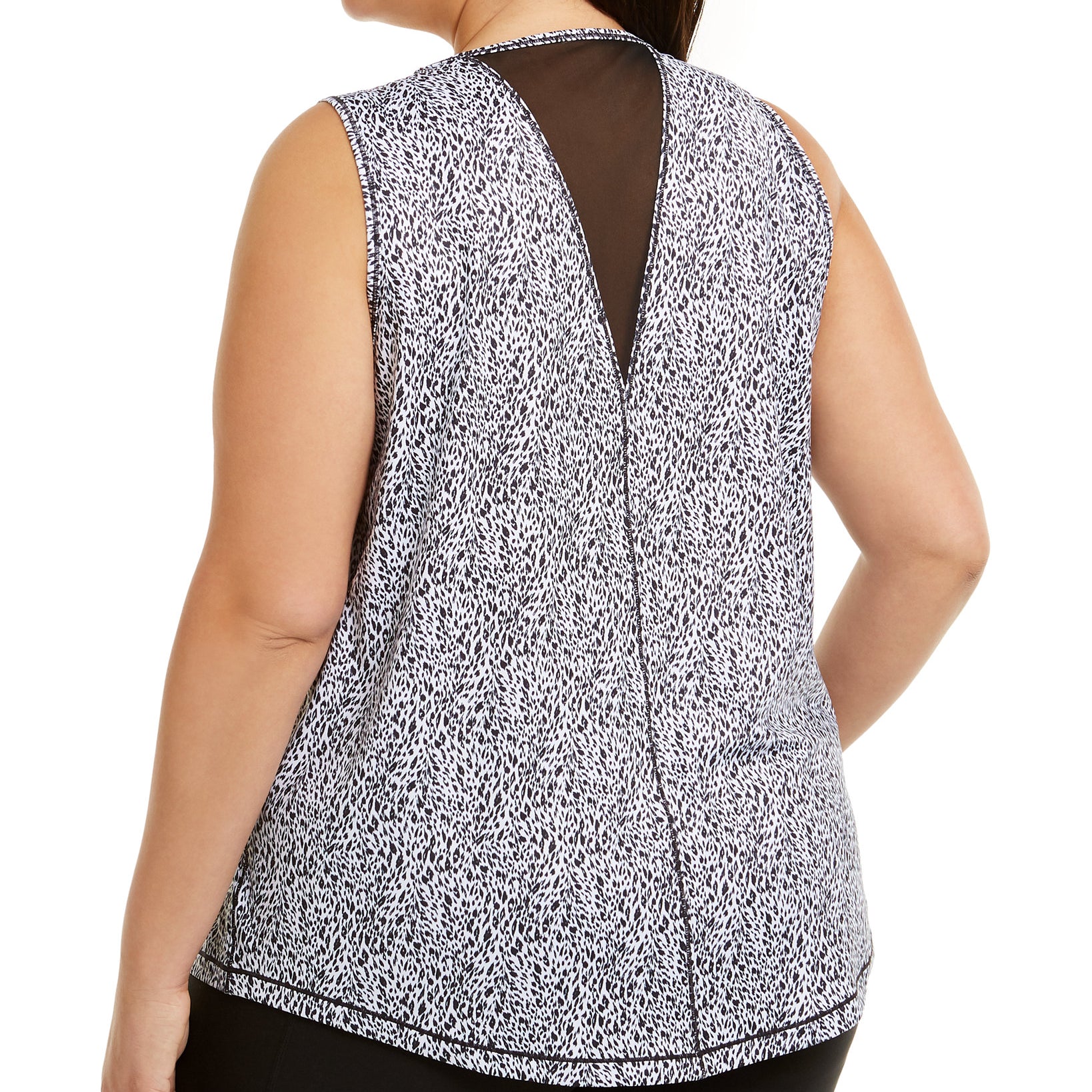 Ideology Women Plus Sleeveless Printed Mesh Inset Top